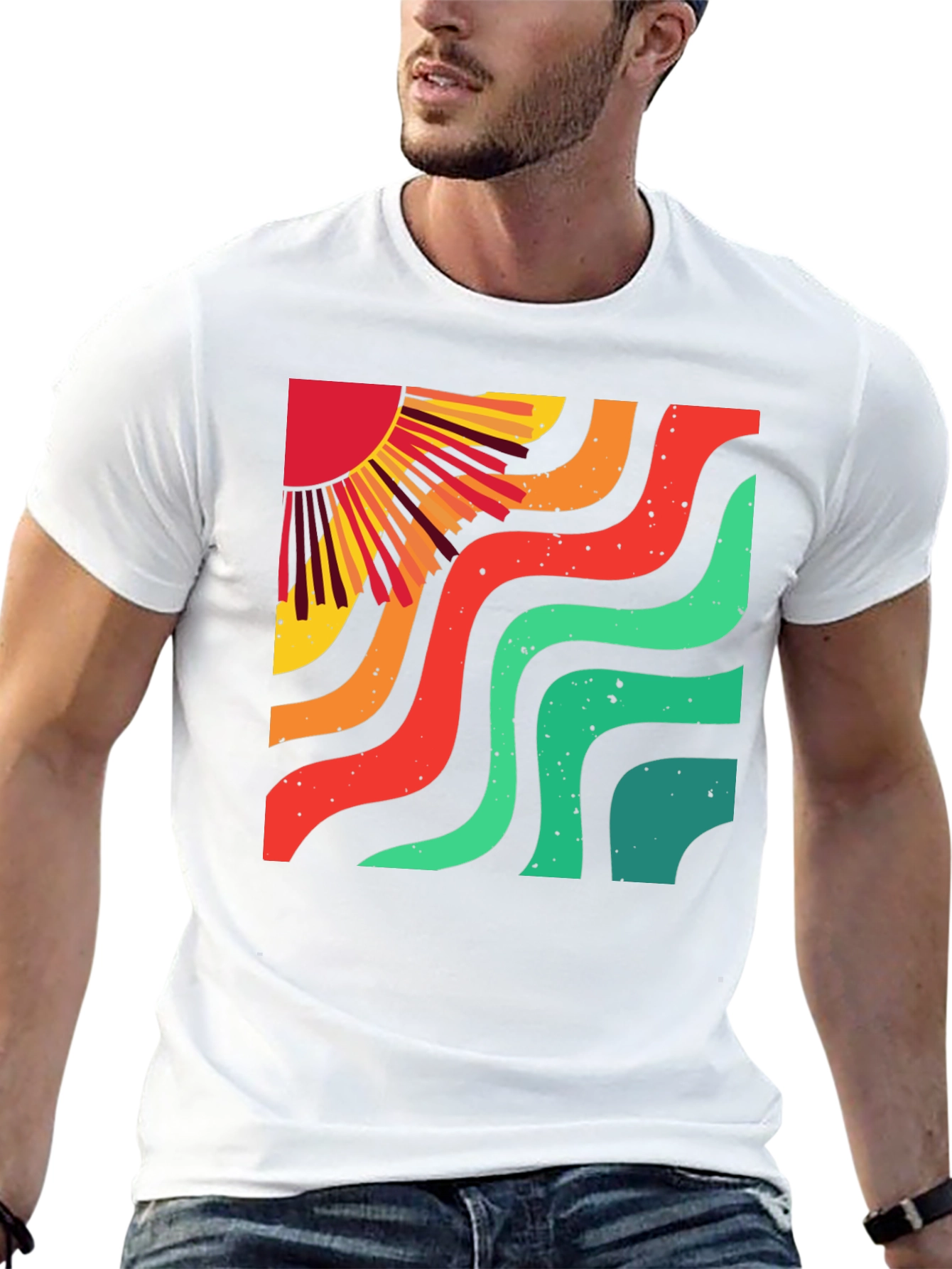 Retro Sun Wave Black T-Shirt