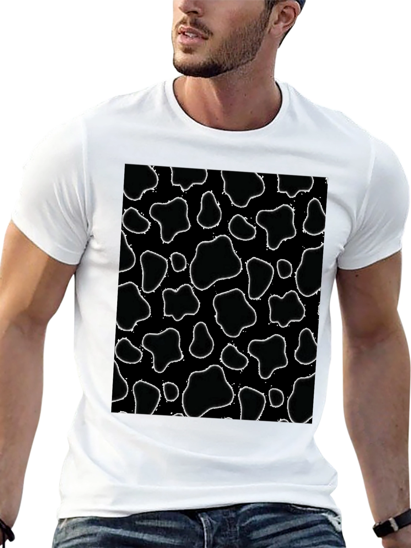 Cow Print Black T-Shirt