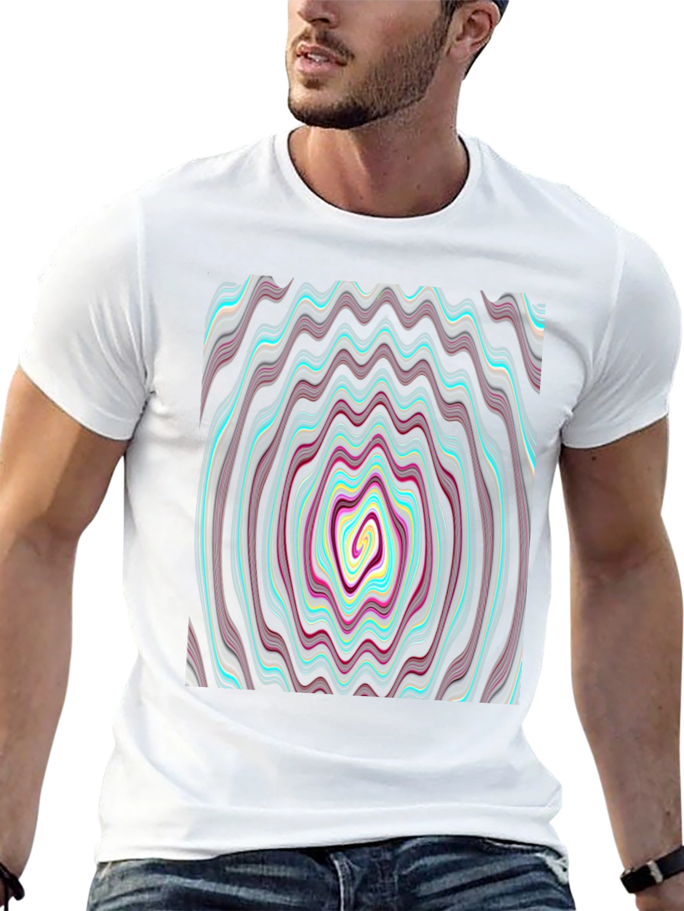 Abstract Swirl Graphic Tee - Mens Black T-Shirt