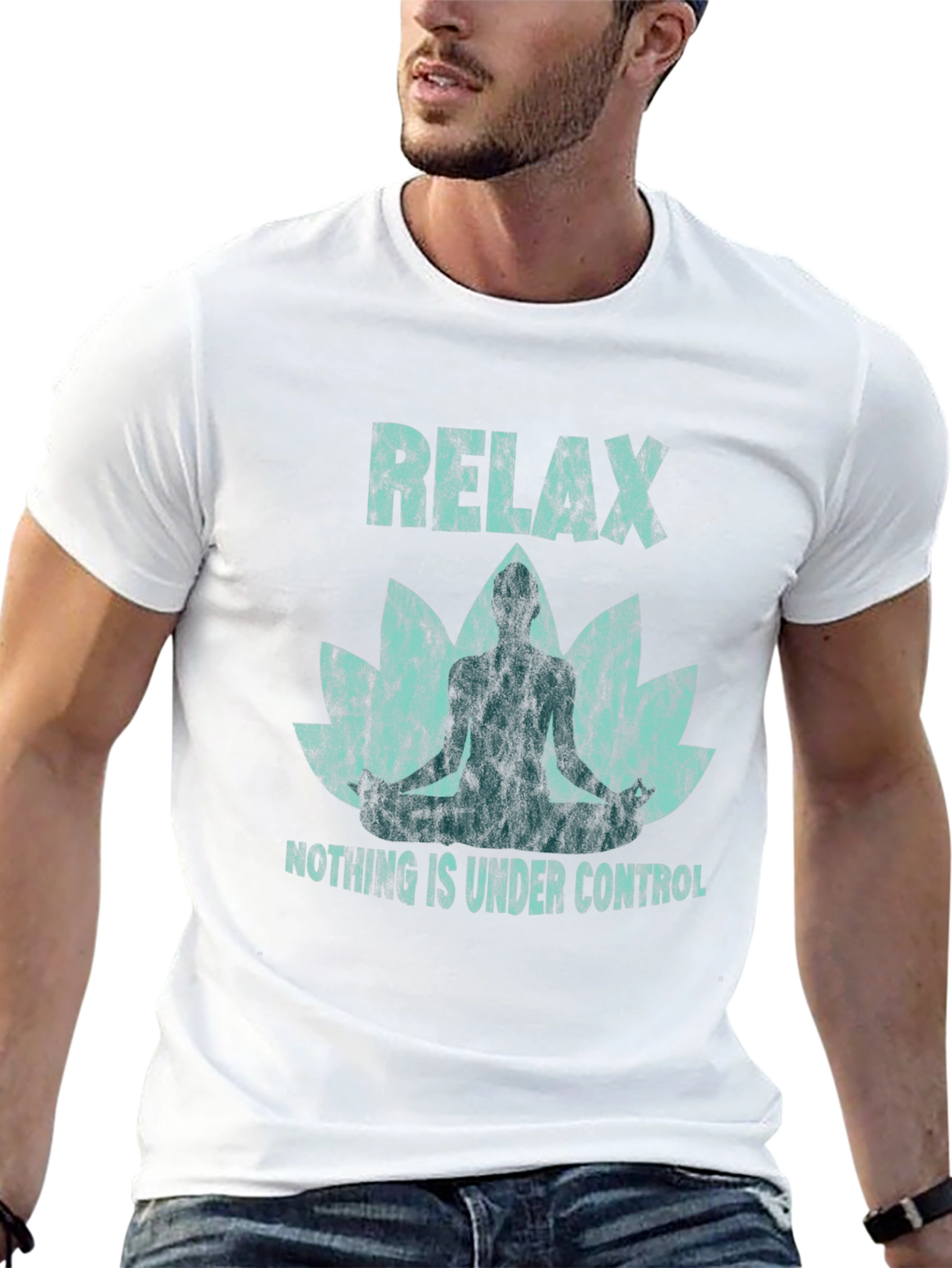 Relax Yoga Lotus Graphic Tee - Black Casual T-Shirt