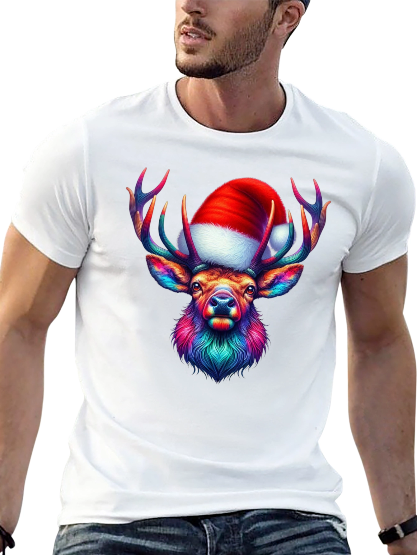 Festive Reindeer Graphic Tee - Holiday Style