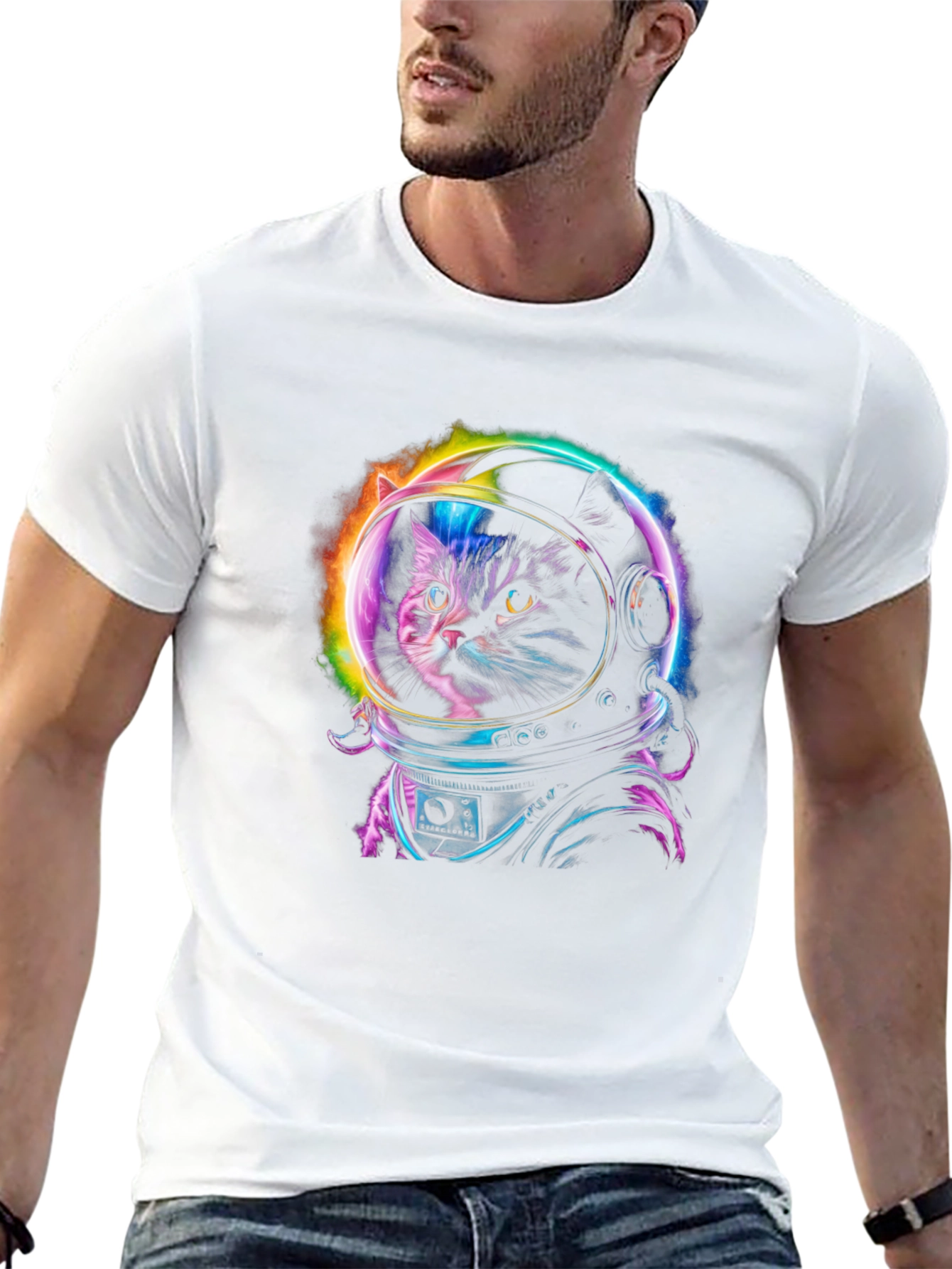 Cat Astronaut Graphic Tee - Space Kitten T-Shirt