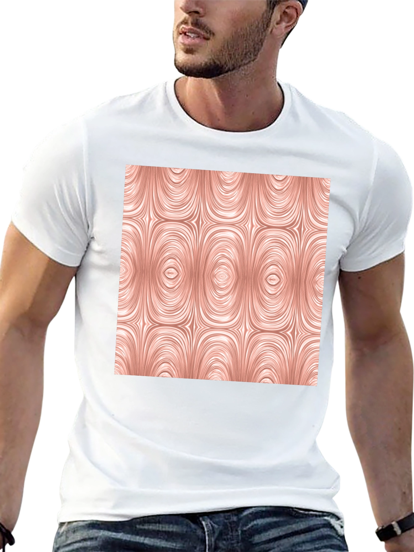 Abstract Oval Pattern Black Tee
