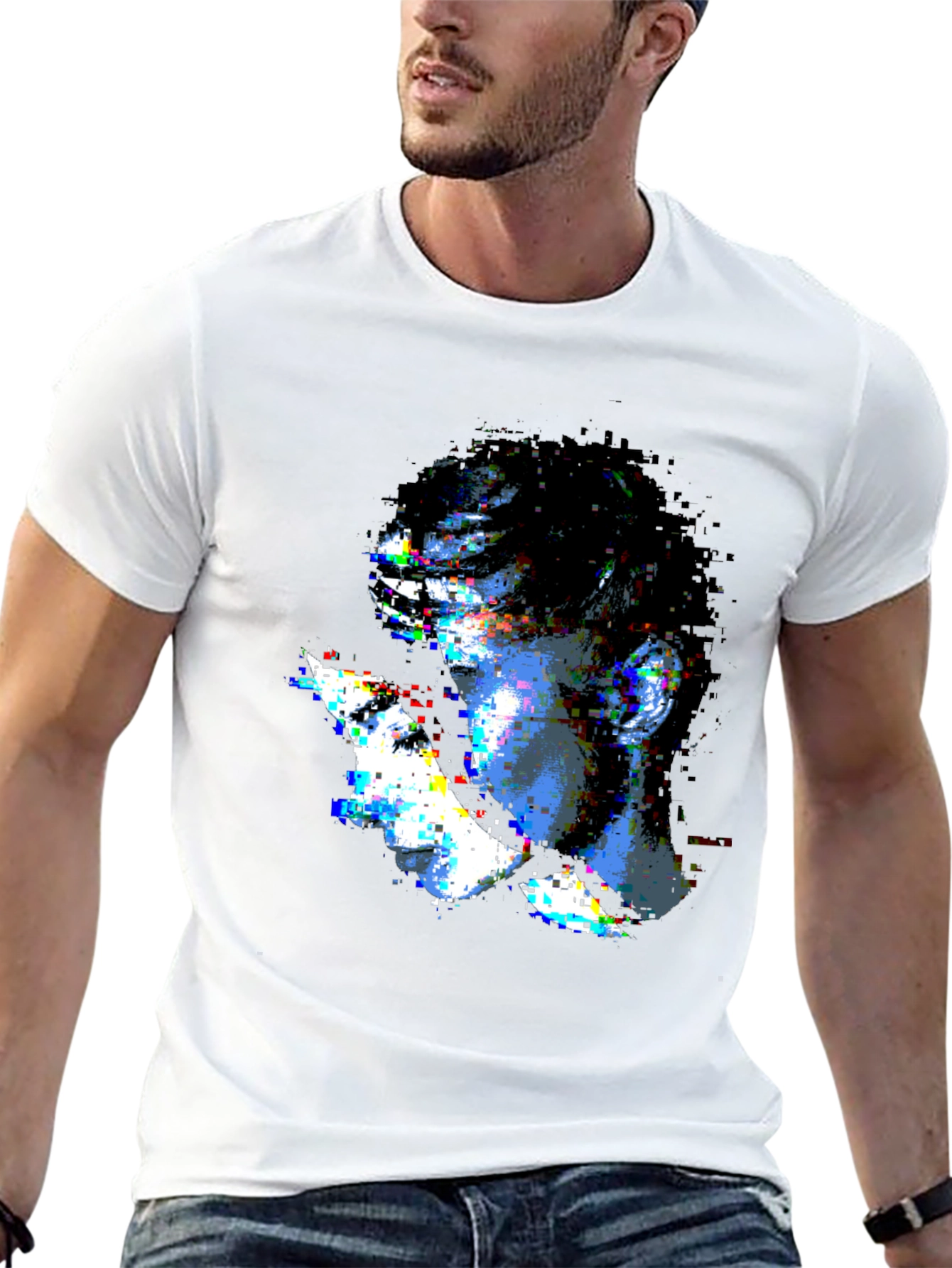 Glitch Art Graphic Black T-Shirt