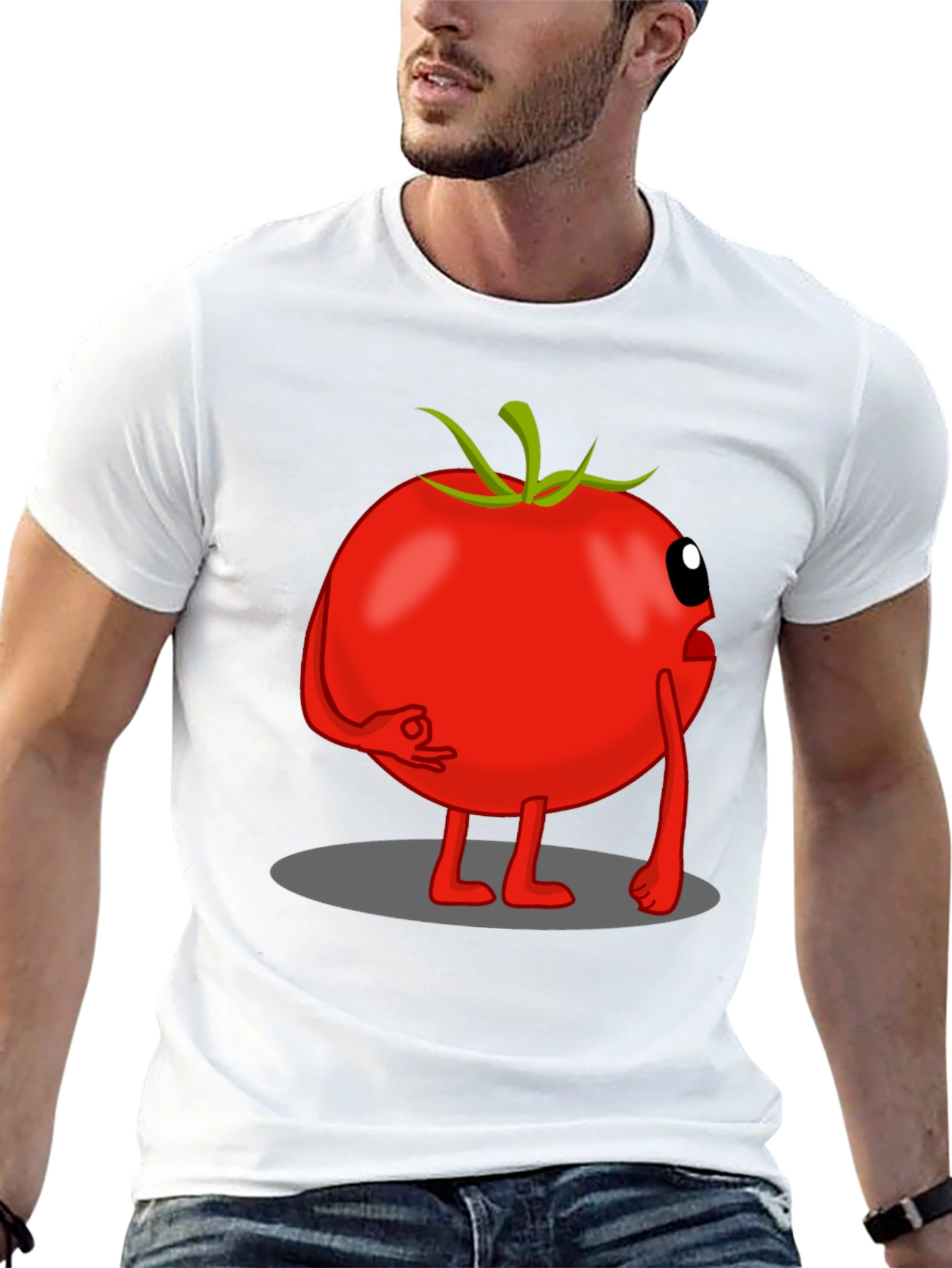 Tomato Cartoon Graphic Tee - Black Casual T-Shirt