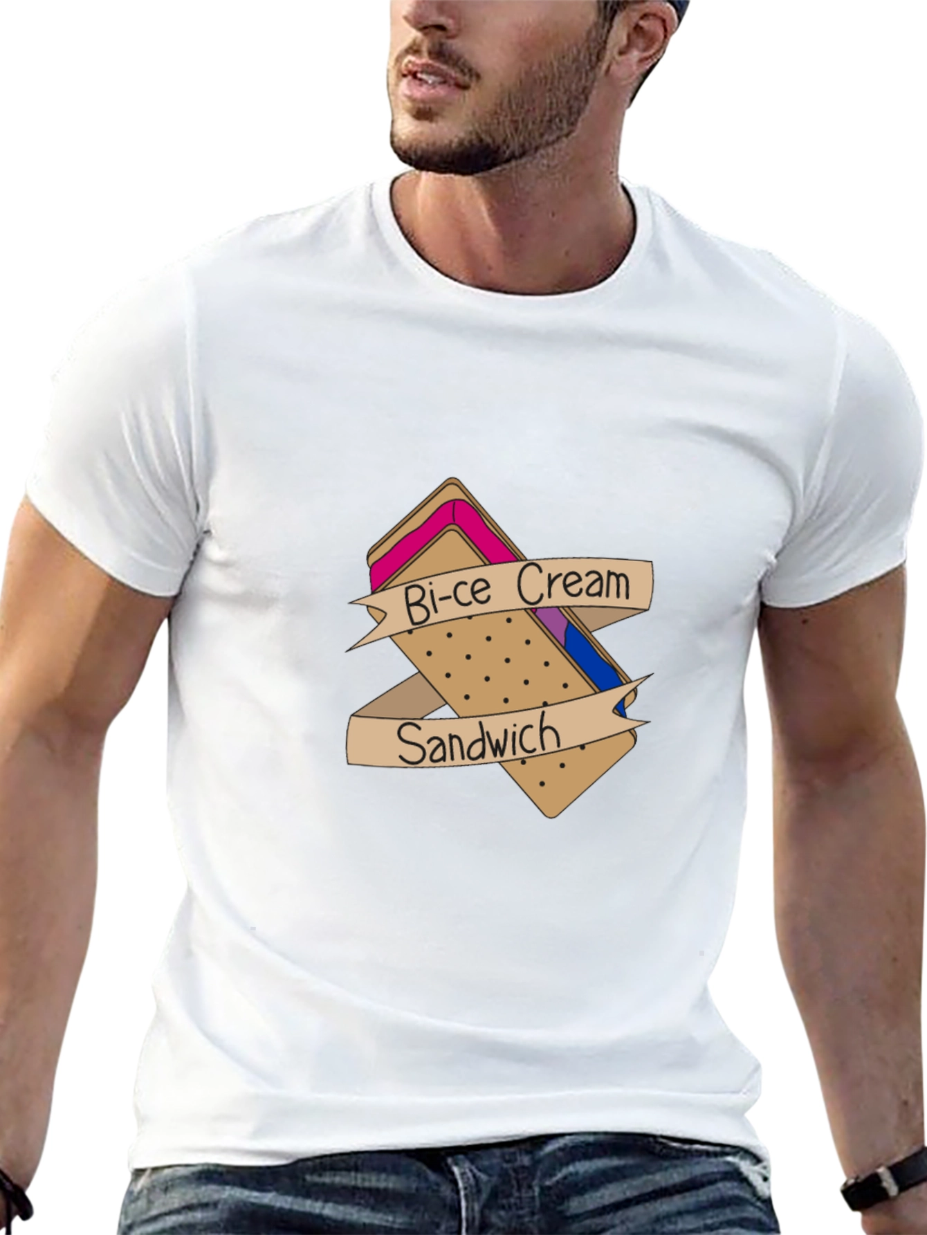 Bi-ce Cream Sandwich Black T-Shirt