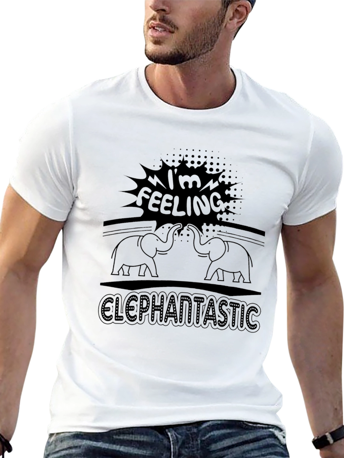 Im Feeling Elephantastic Black Graphic Tee