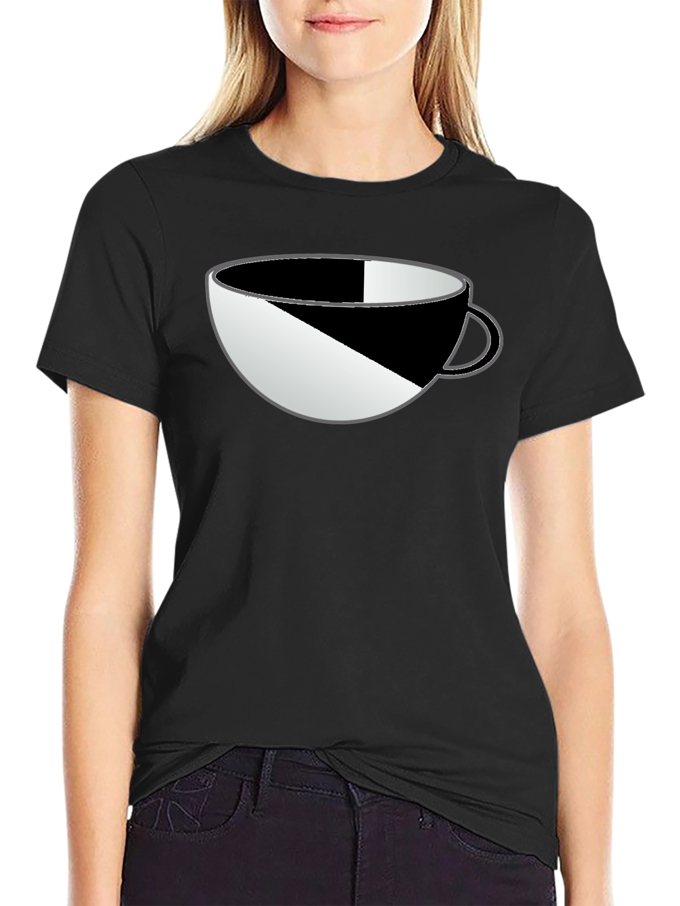 Black Graphic Tee - Coffee Cup Design