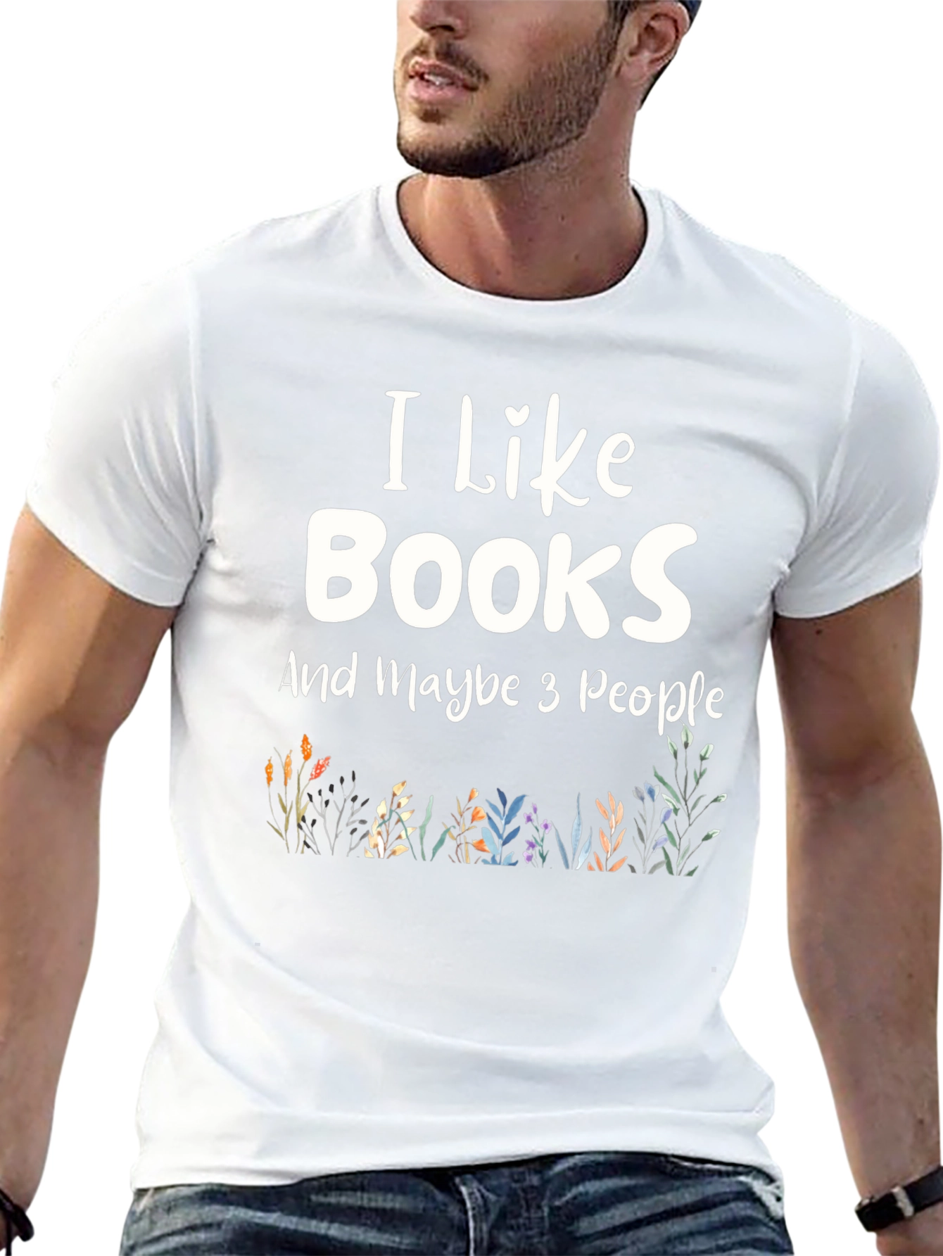 I Like Books and Maybe 3 People Black T-Shirt