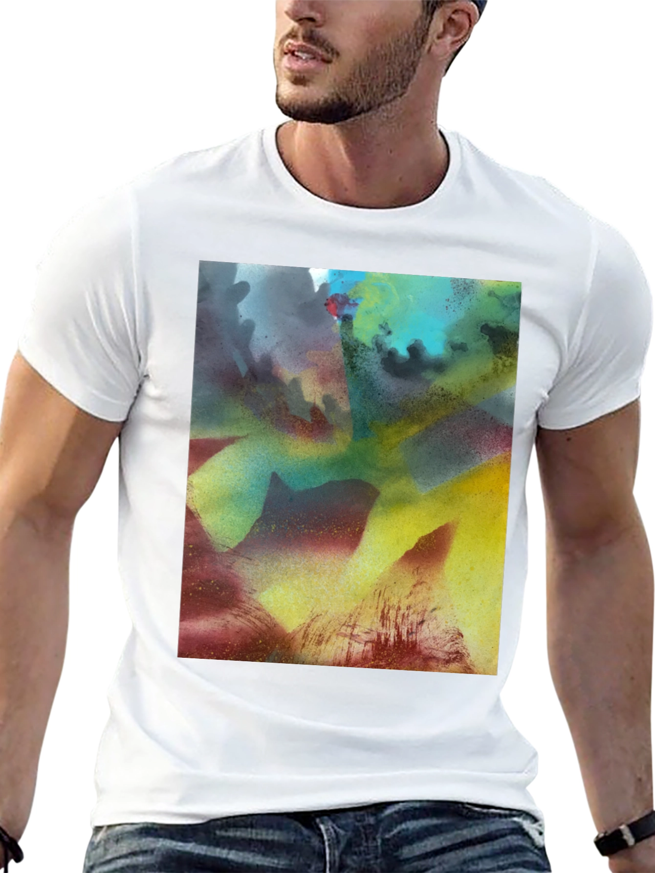 Abstract Art Print Black Crew Neck Tee