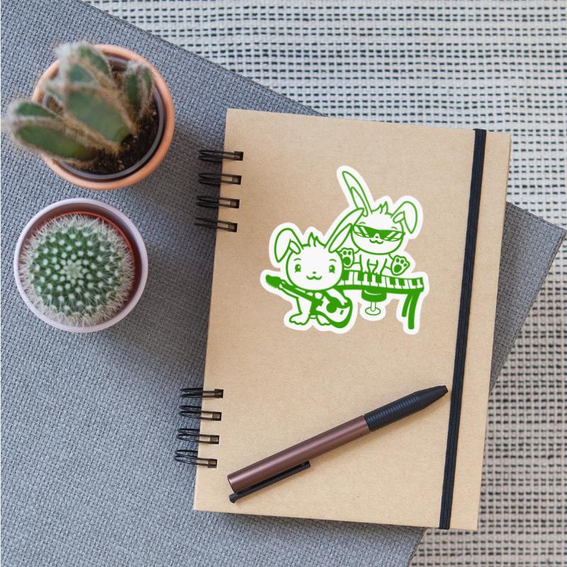 2 Bunny Rabbit Band Cute Two Friends Playing Music