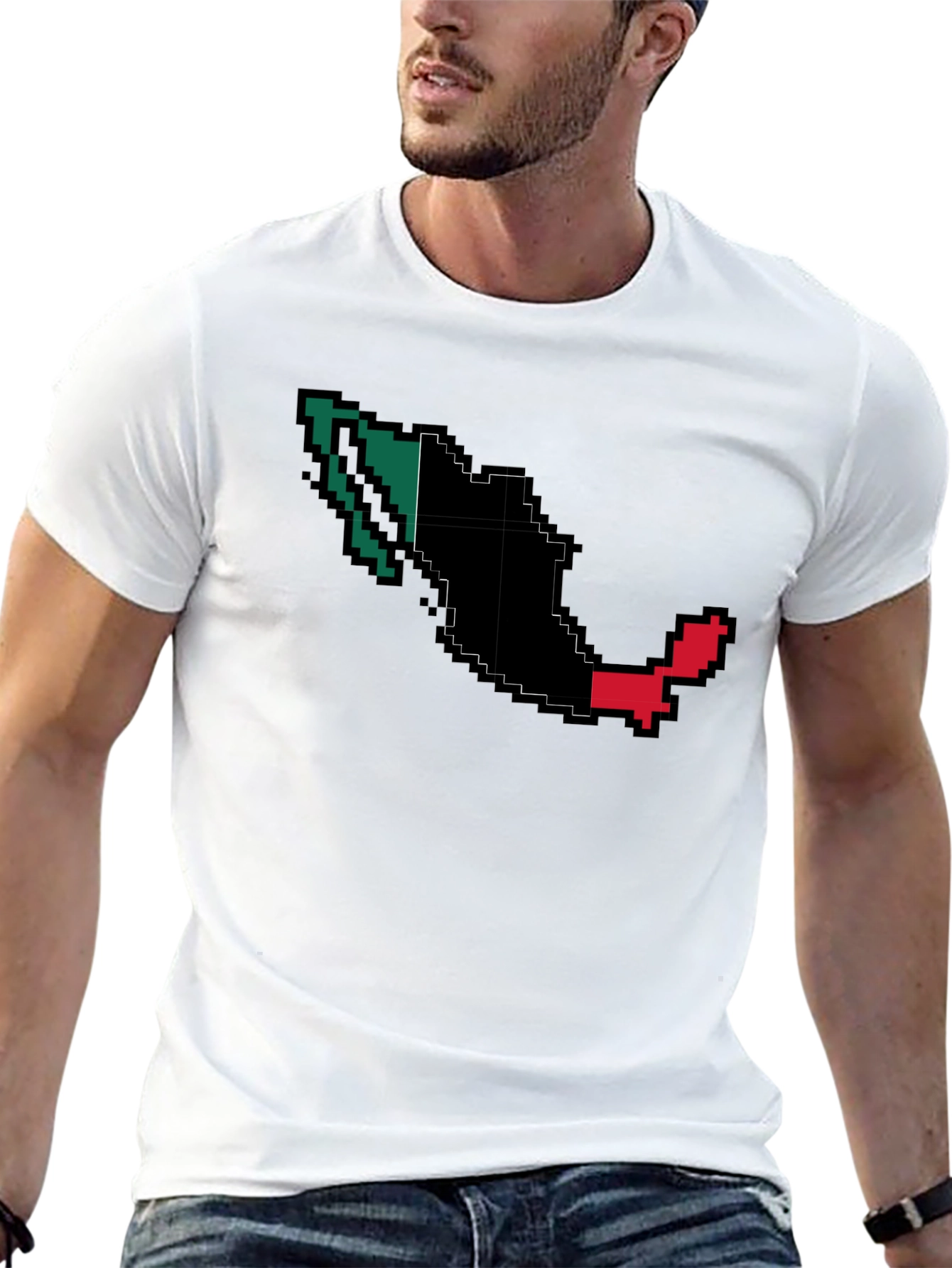 Mexico Pixel Art Graphic T-Shirt - Black