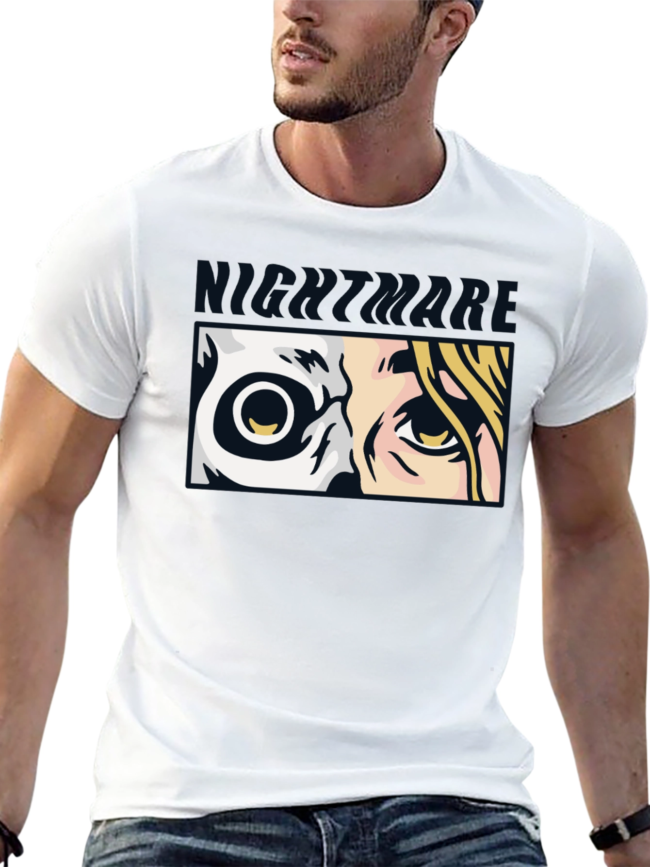 Nightmare Eyes Graphic Tee - Black Cotton