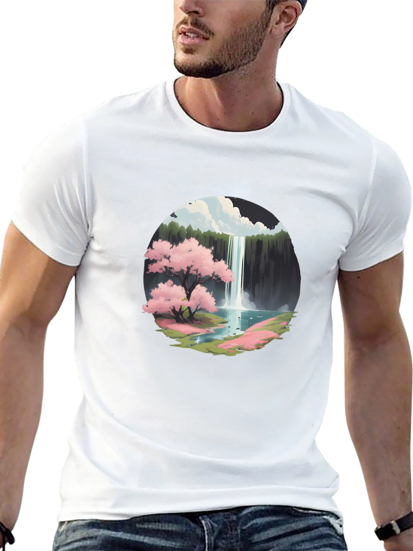 Cherry Blossom Waterfall Graphic Tee