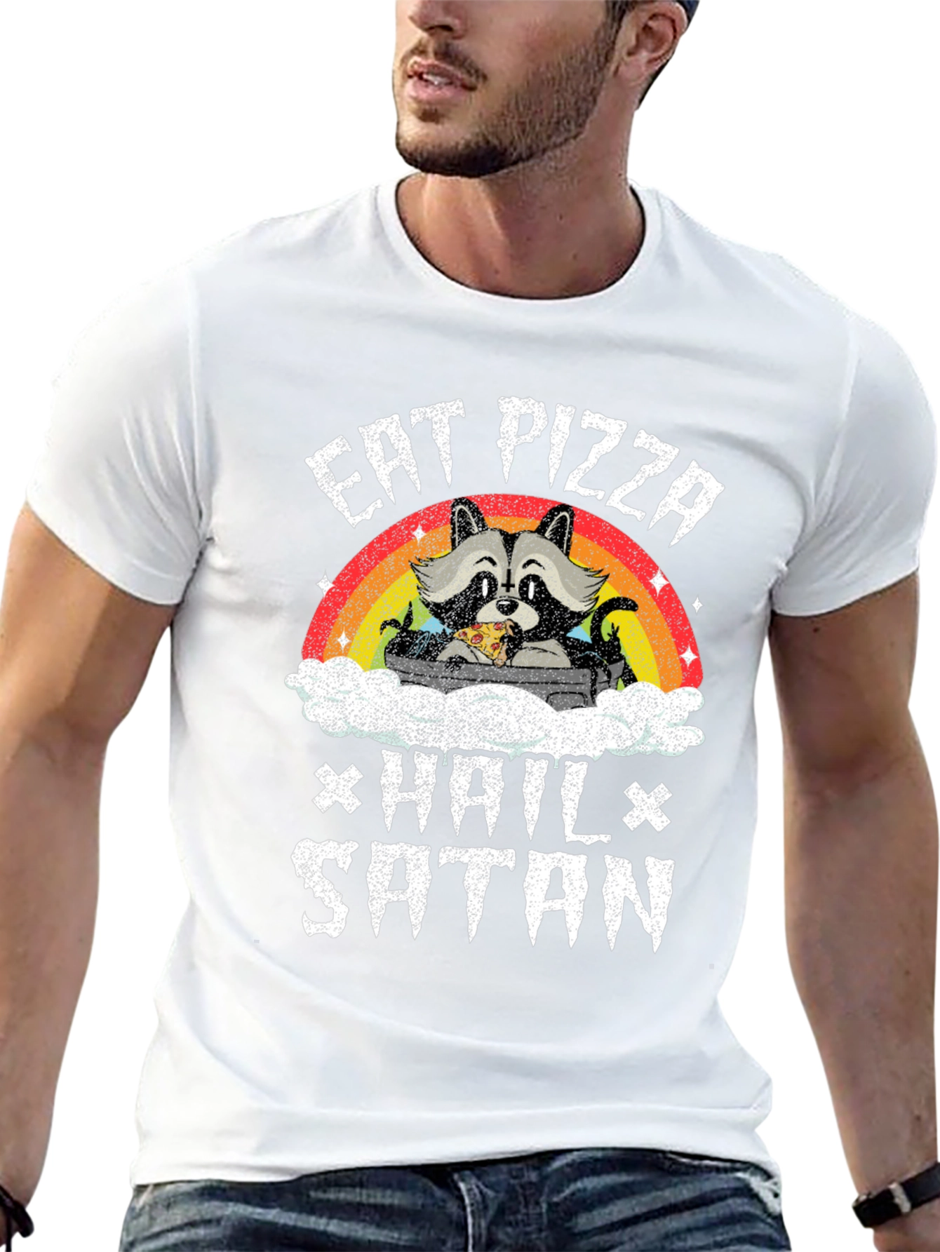 Eat Pizza Hail Satan Graphic Tee