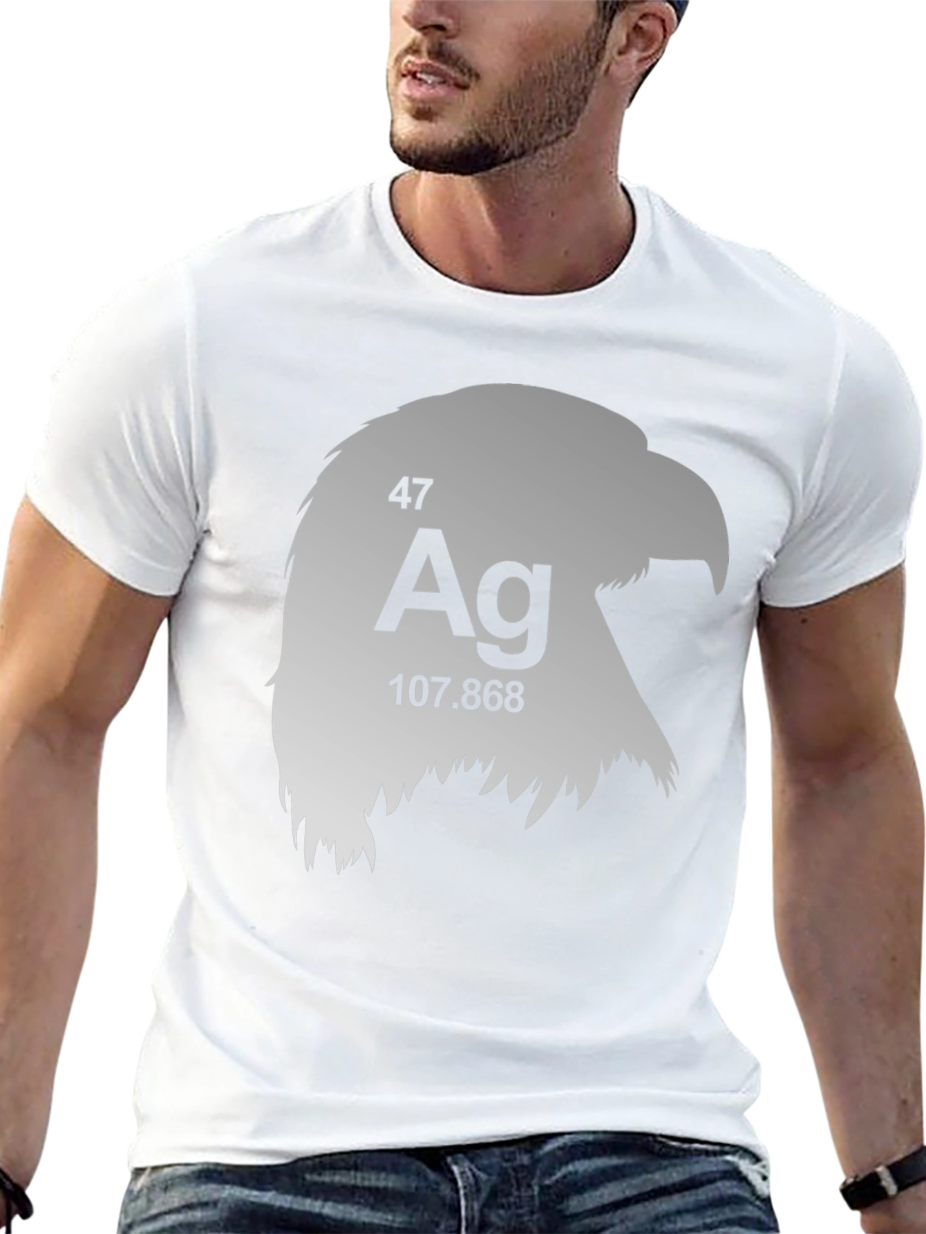 Silver Eagle Periodic Table Mens Black T-Shirt