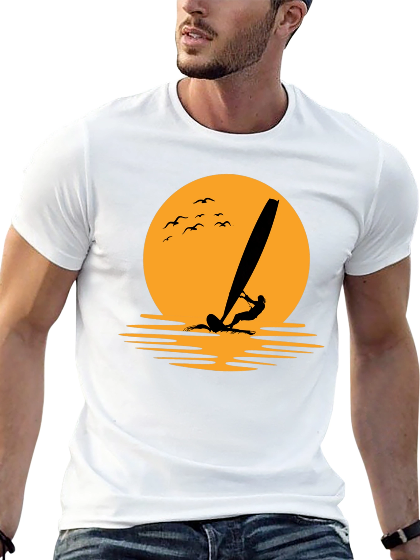 Sunset Windsurfer Graphic Tee - Black