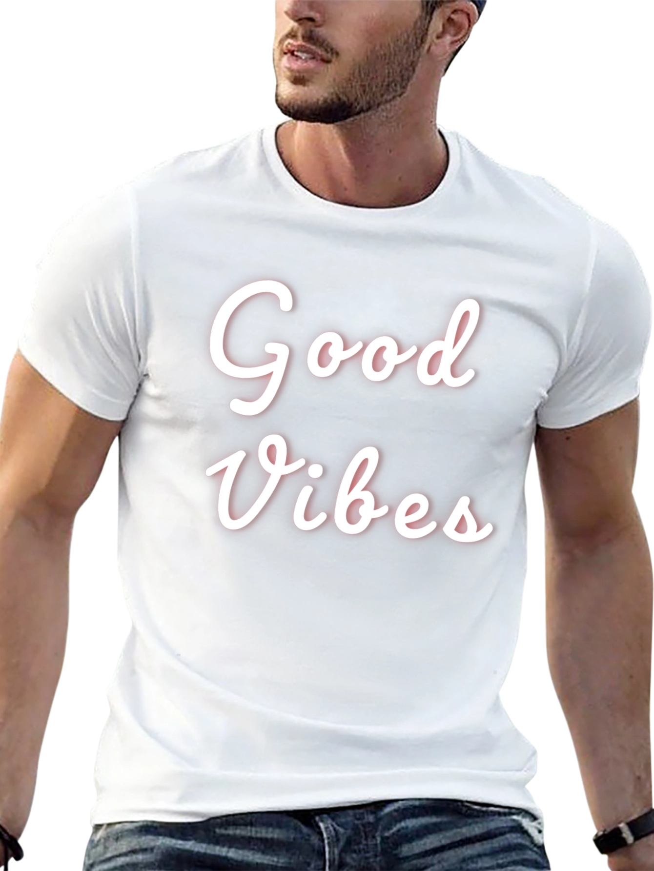 Good Vibes Black Graphic Tee Casual Wear