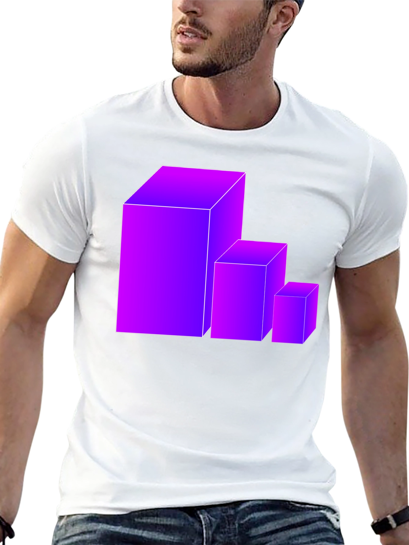 Gradient Cube Graphic T-Shirt - Modern Geometric Tee