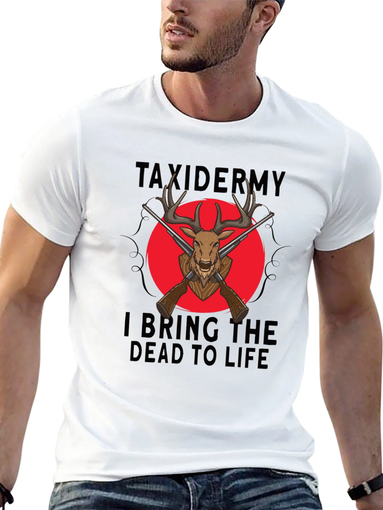 Taxidermy Deer Graphic Black Tee
