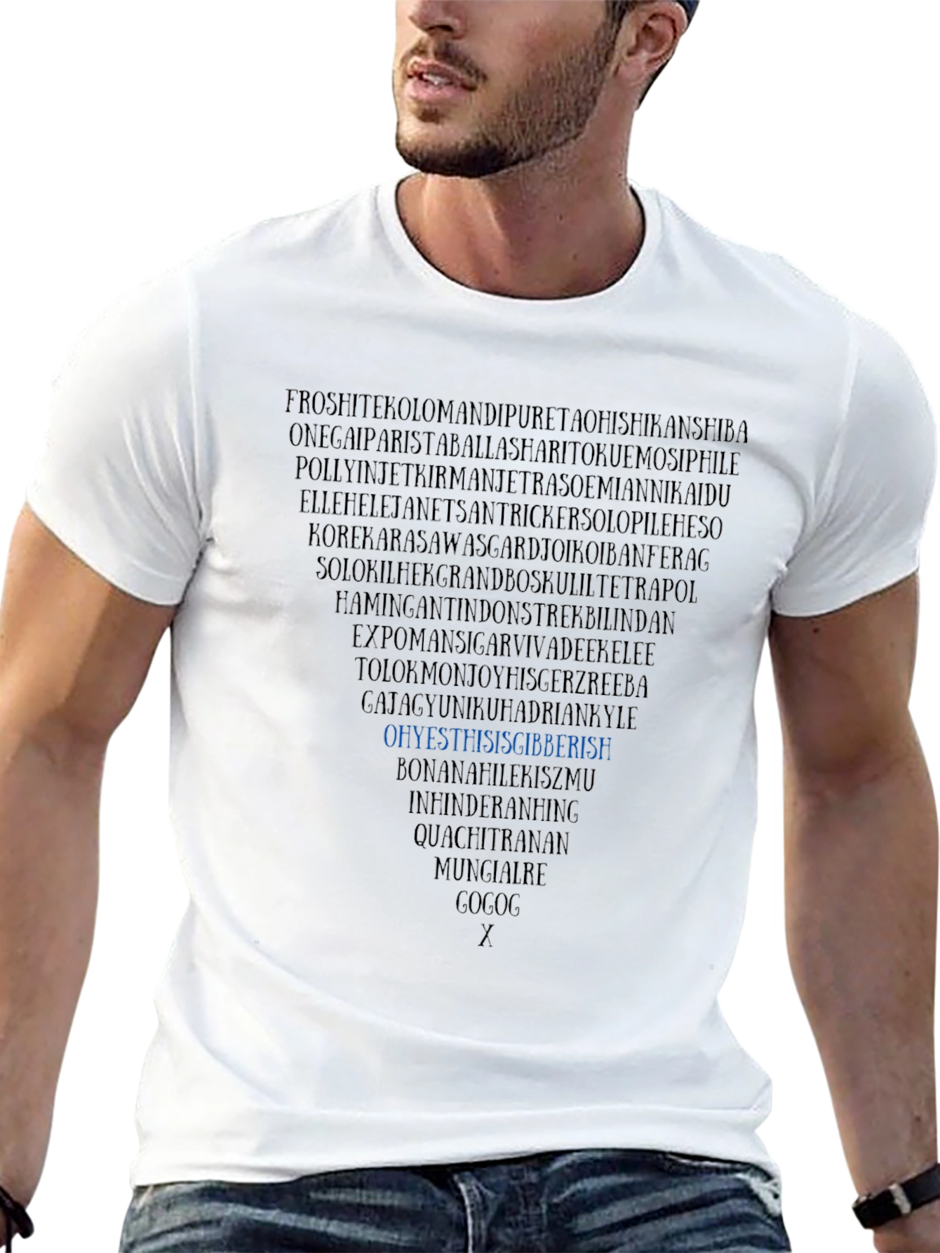 Gibberish Text Graphic T-Shirt