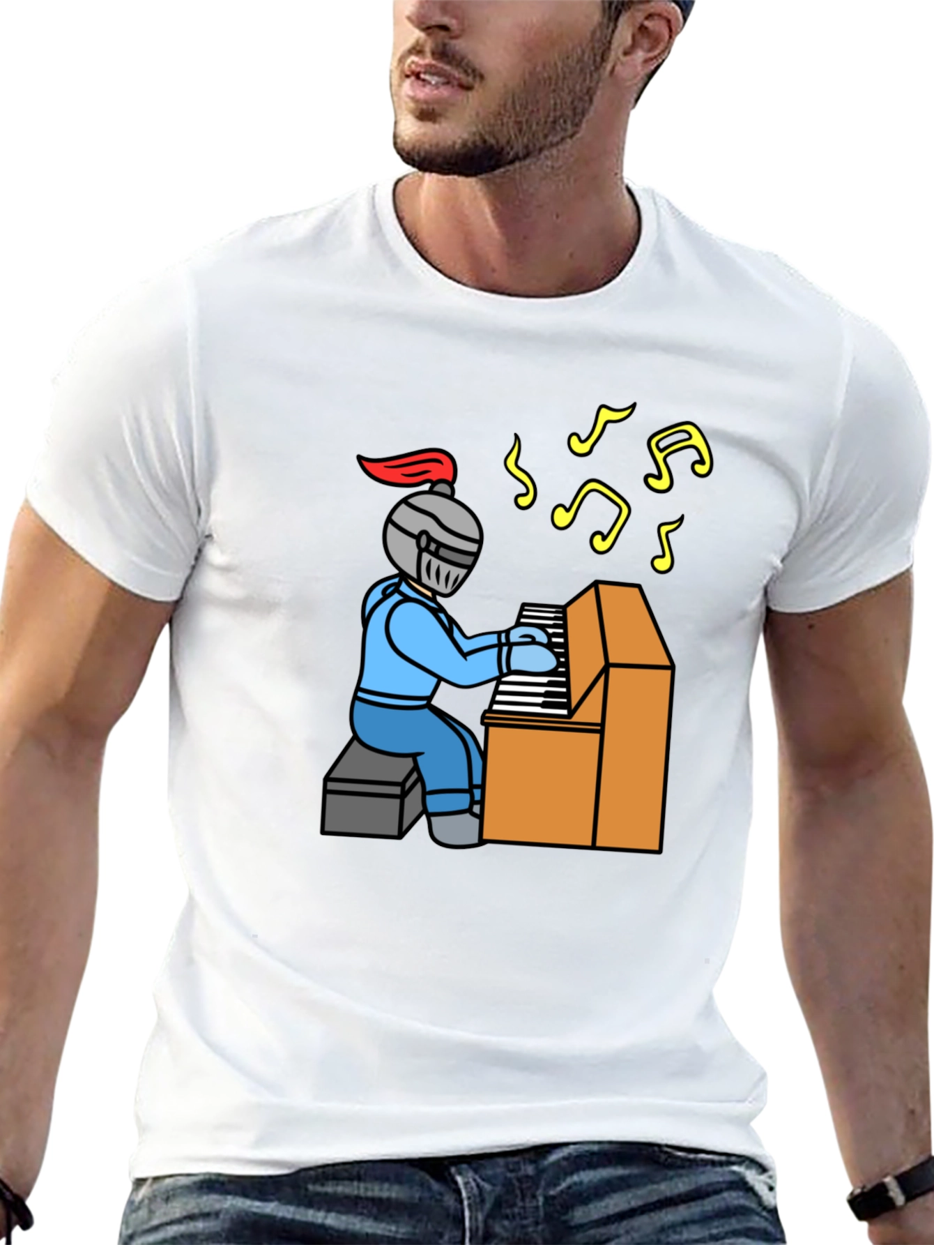 Knight Piano Player Graphic T-Shirt