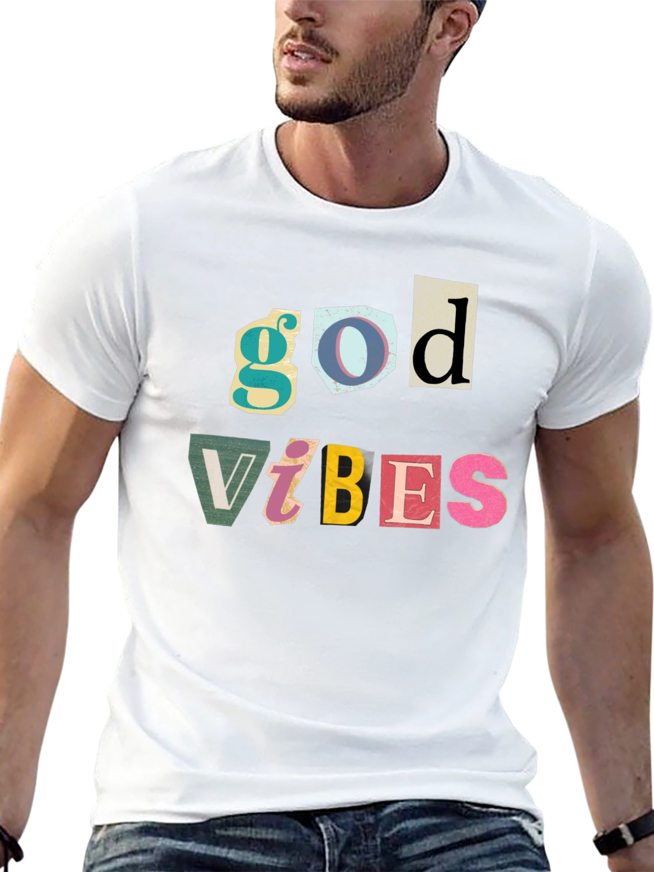 God Vibes T-Shirt - Black Cotton Graphic Tee