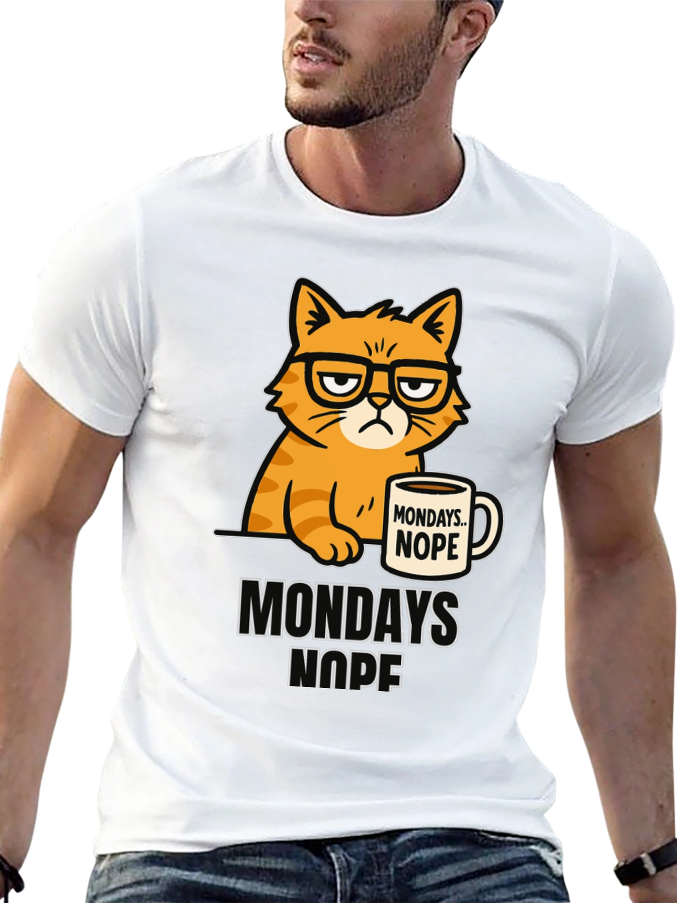 Mondays Nope Cat T-Shirt Funny Graphic Tee