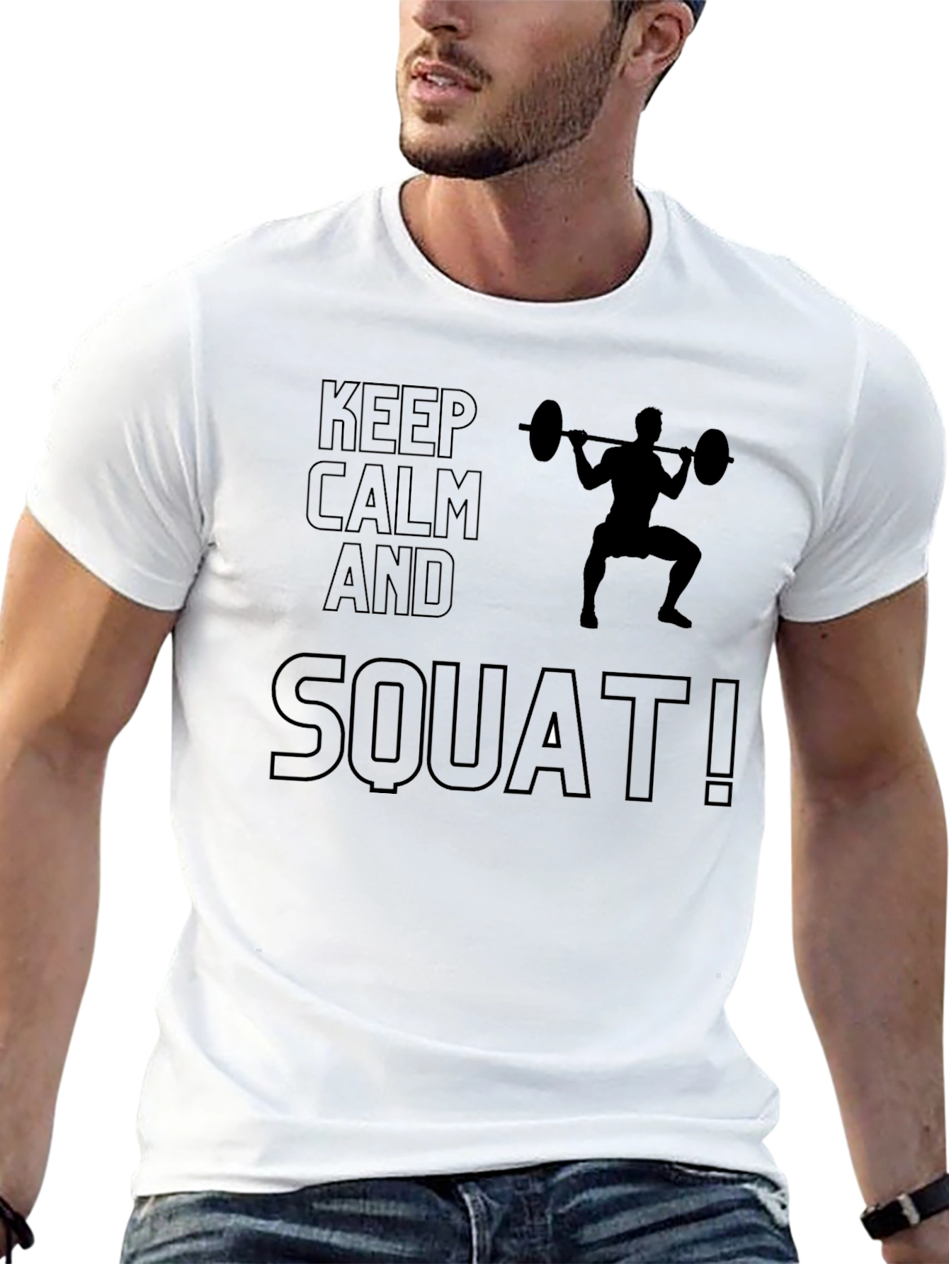 Keep Calm and Squat Mens Black T-Shirt