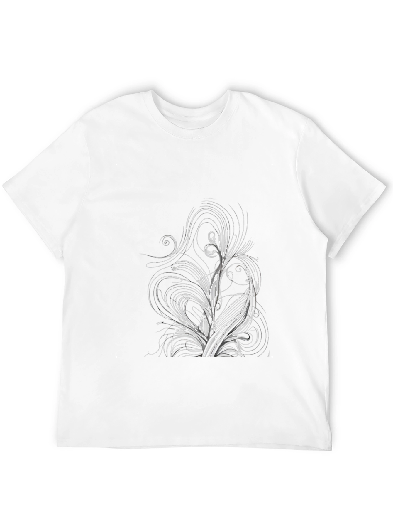 Abstract Floral Design Black T-Shirt
