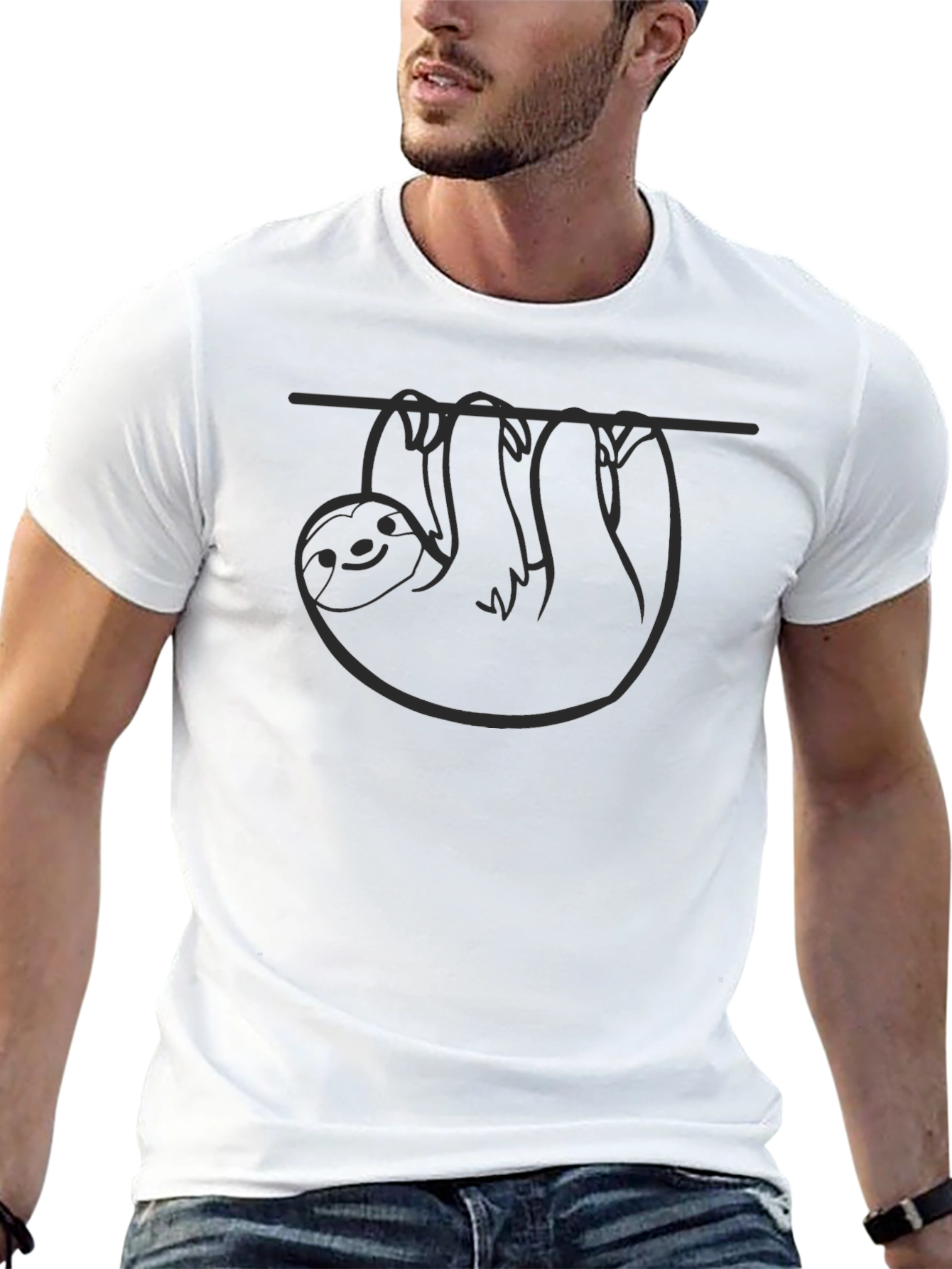 Sloth Hang Loose Black Graphic Tee