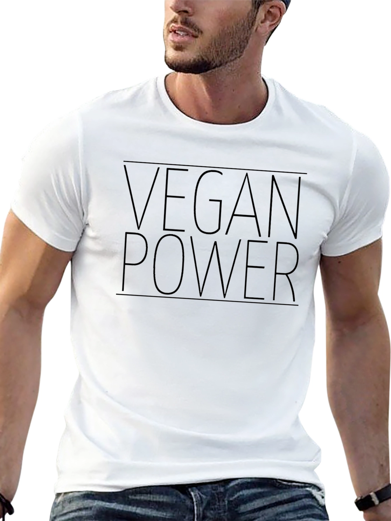 Vegan Power T-Shirt - Black Modern Design