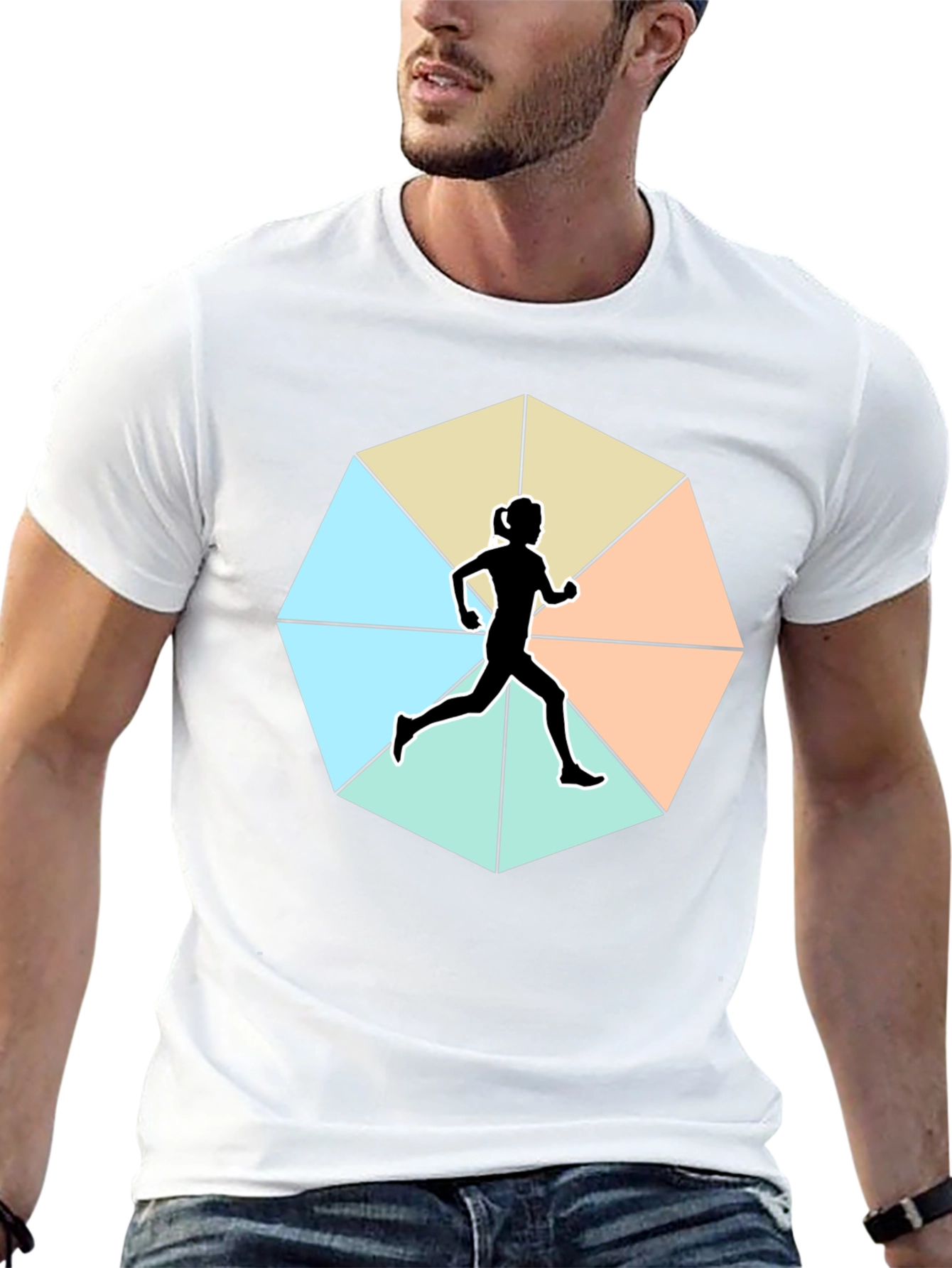 Runner Silhouette Geometric T-Shirt - Unisex Soft Cotton Tee