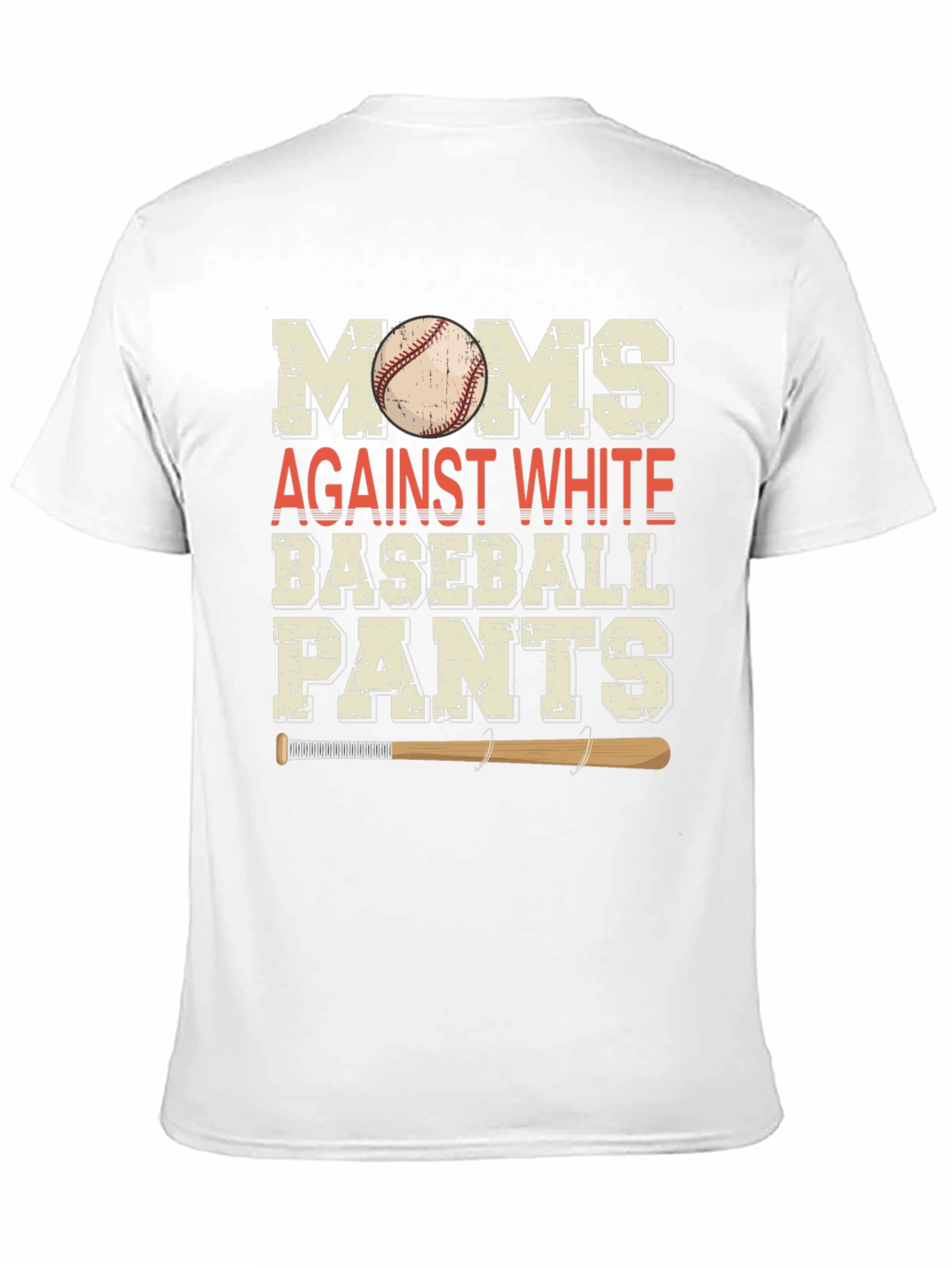 Moms Against White Baseball Pants Graphic Tee