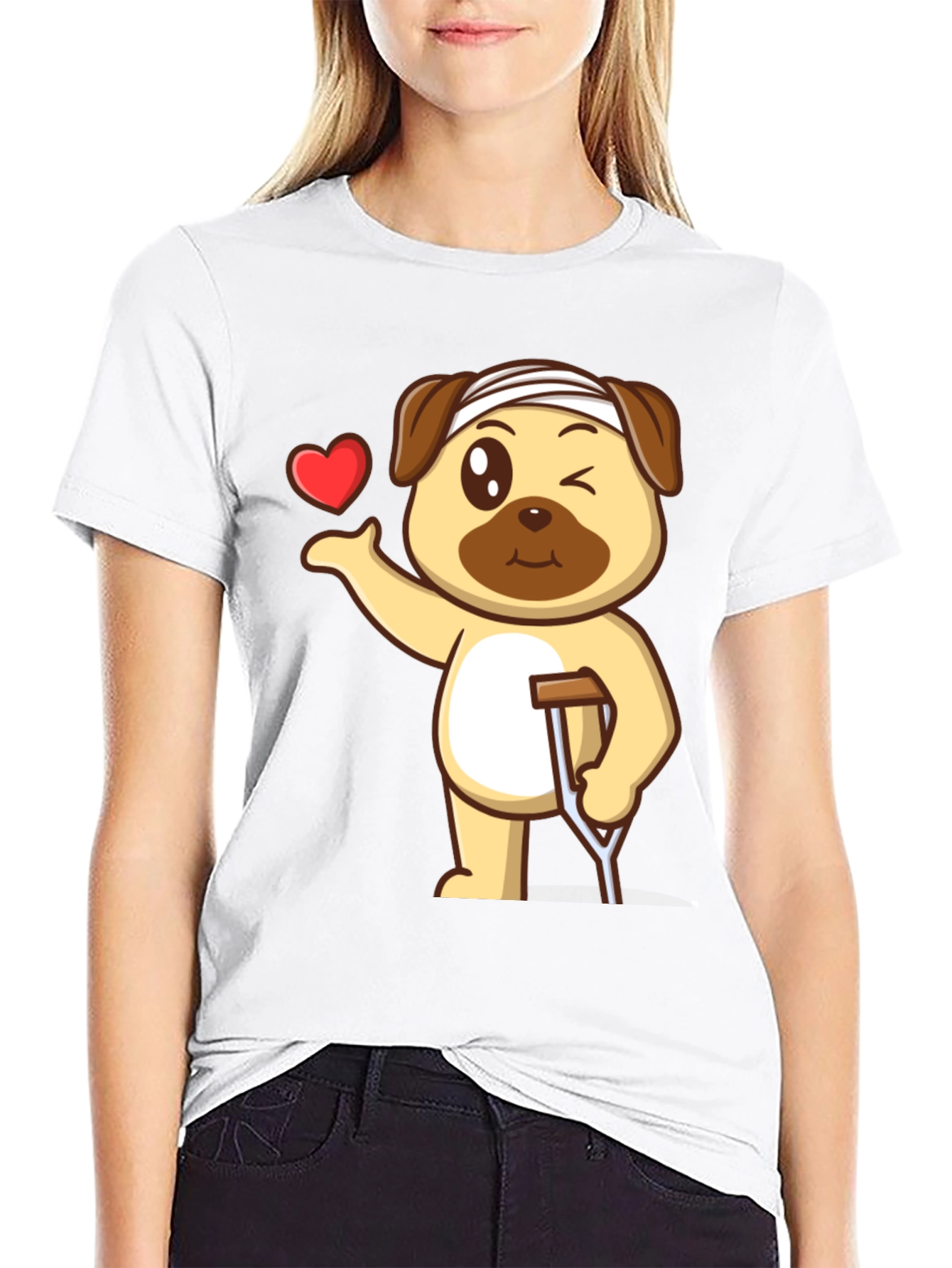 Injured Pug Cartoon T-Shirt