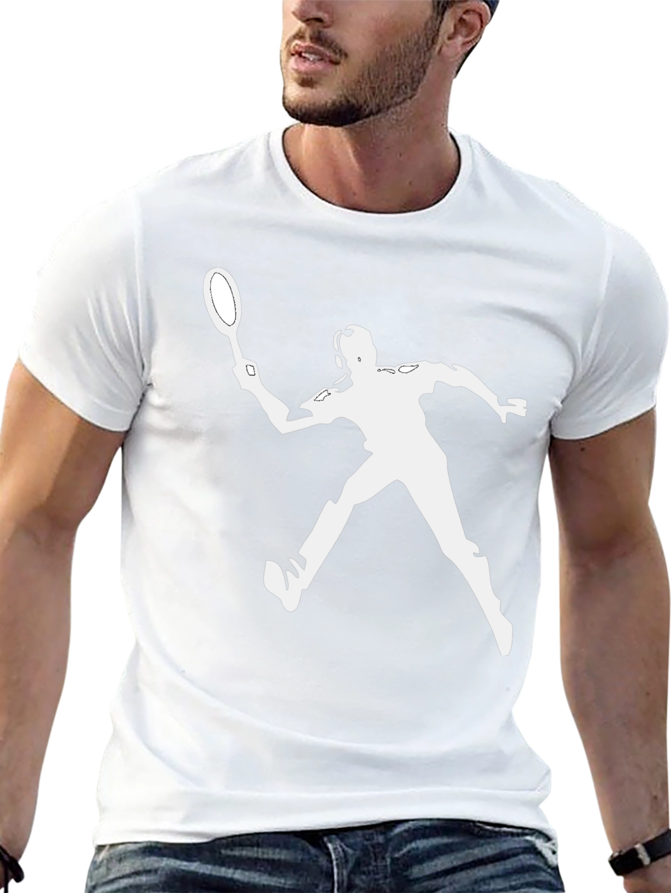 Tennis Player Silhouette Black T-Shirt