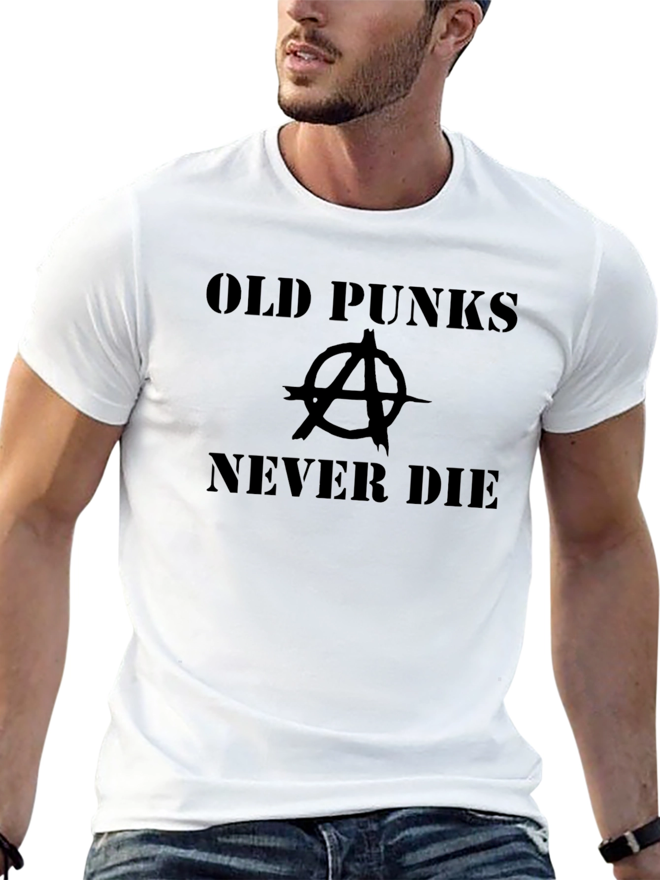 Old Punks Never Die T-Shirt Anarchy Symbol Tee