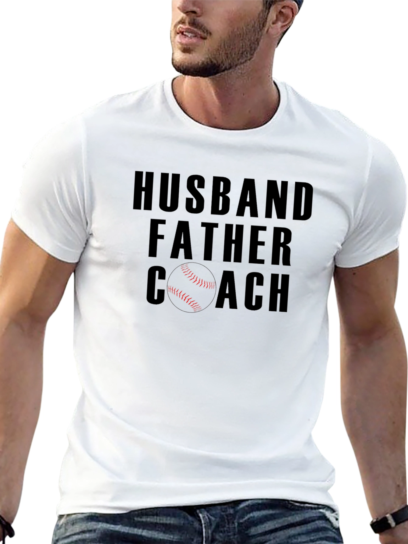 Husband Father Coach T-Shirt - Baseball Dad