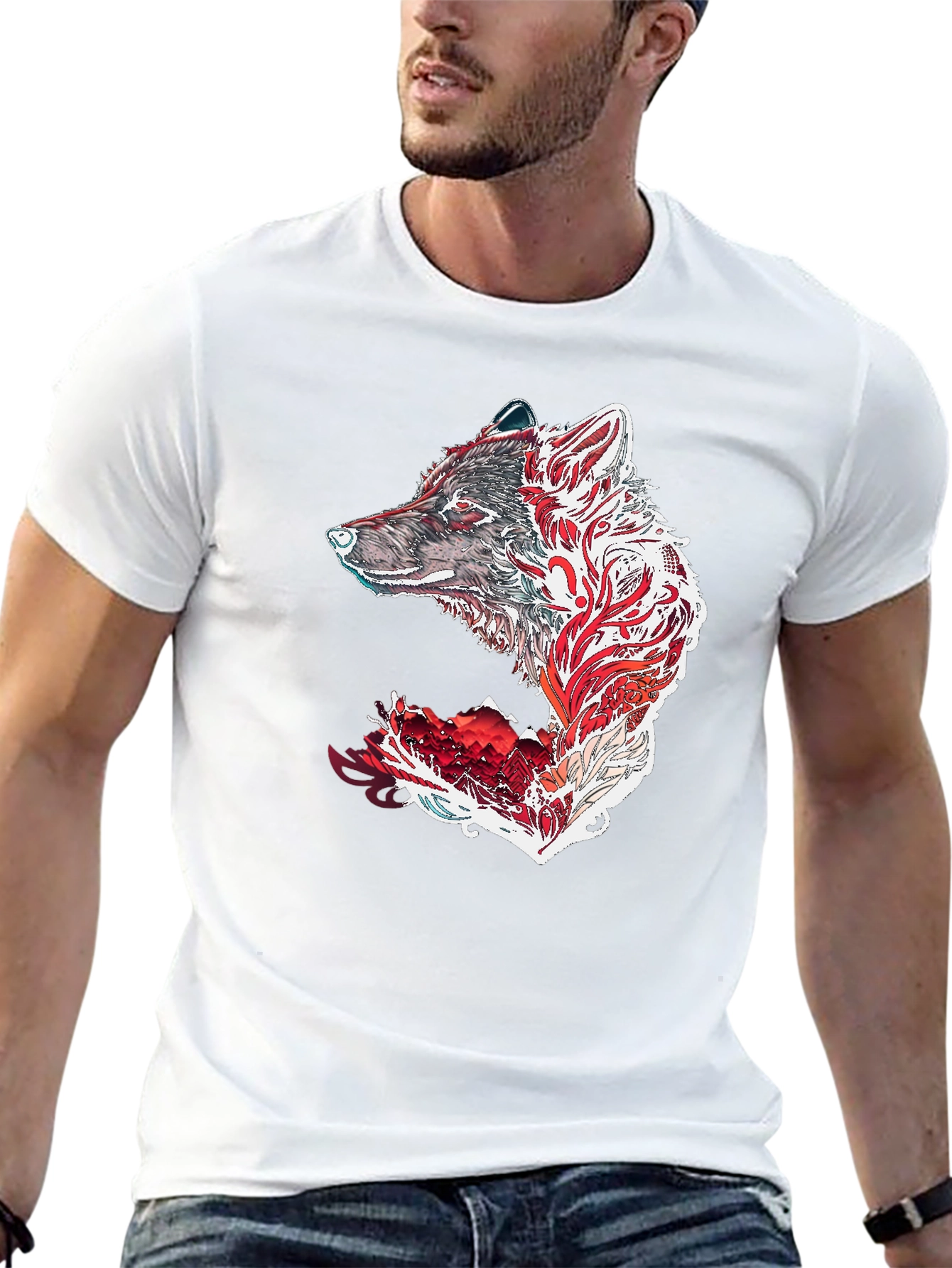 Wolf Graphic Print Black T-Shirt