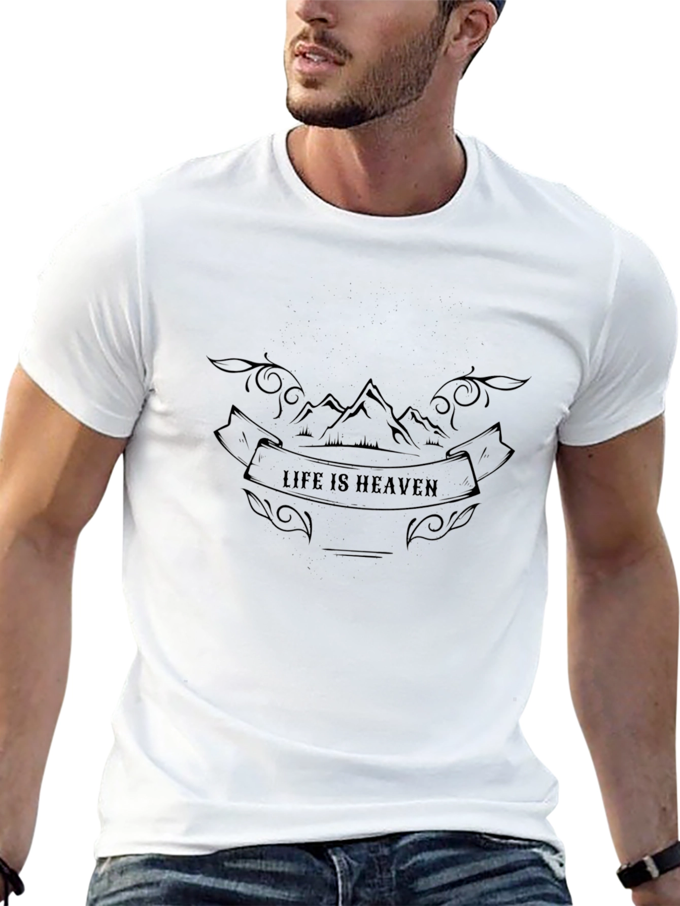 Life is Heaven Graphic Tee - Mountain Design