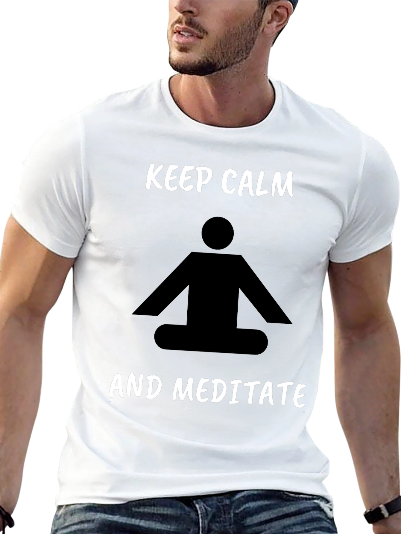 Keep Calm Meditate Black T-Shirt Relaxation Tee