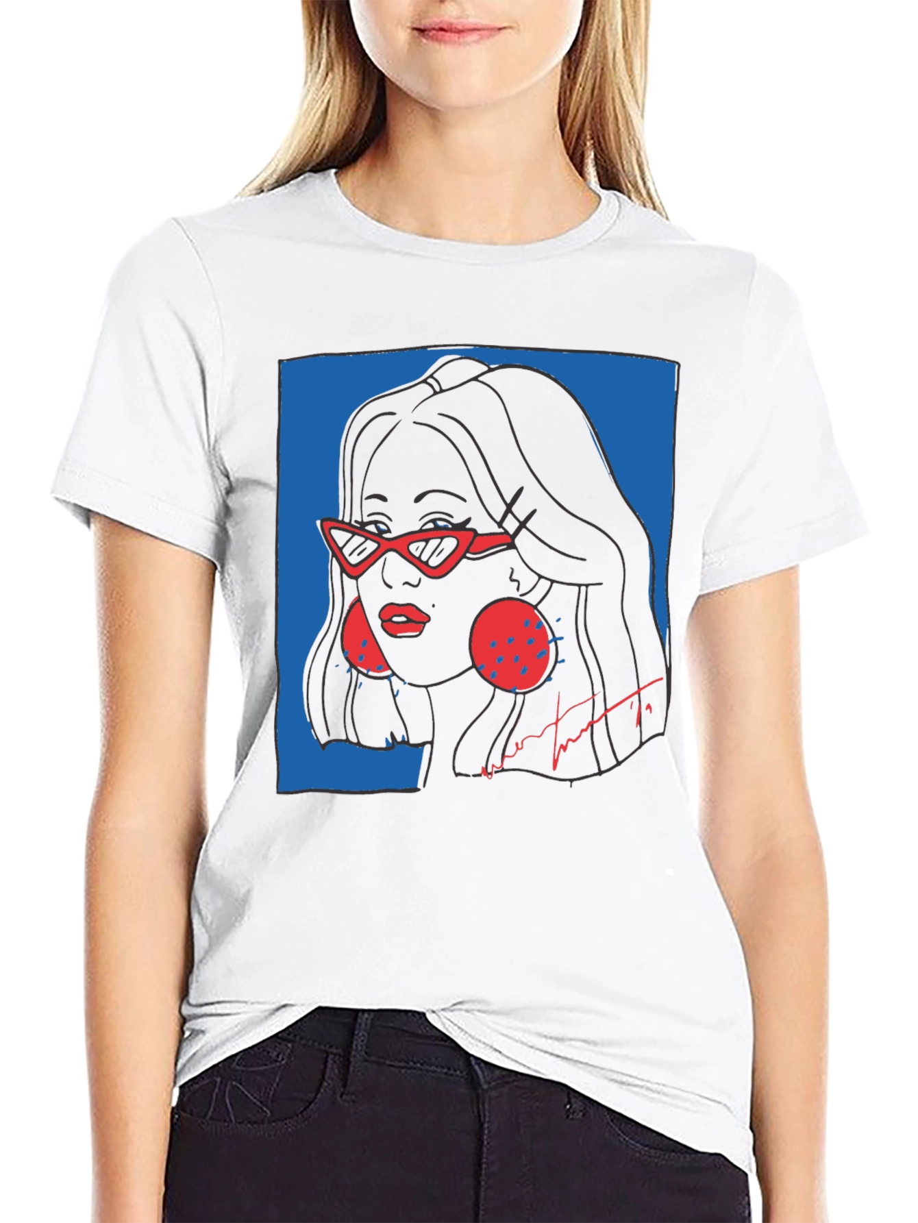 Stylish Graphic Print Tee - Modern Woman Portrait