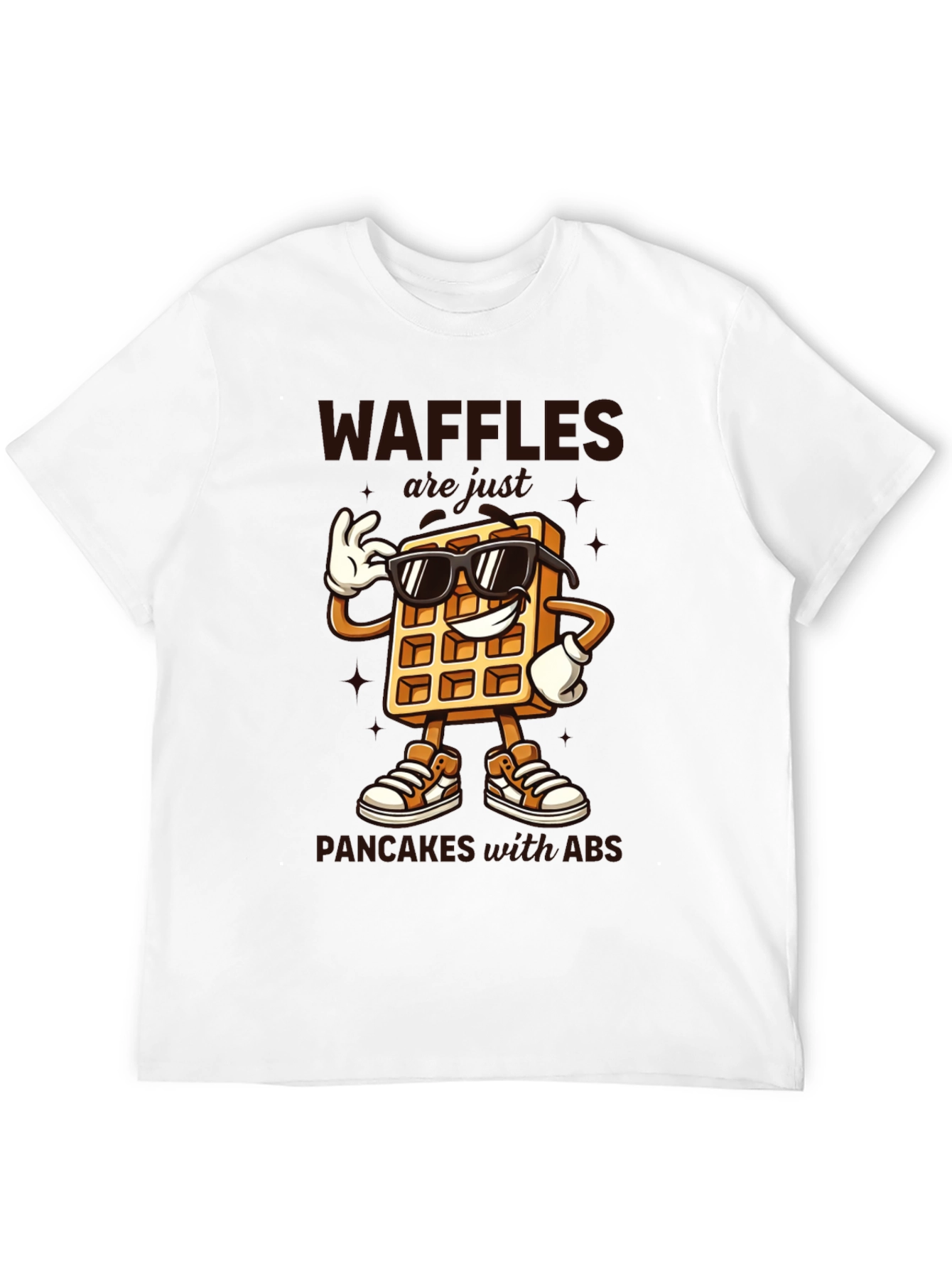 Waffles With Abs Black Graphic Tee