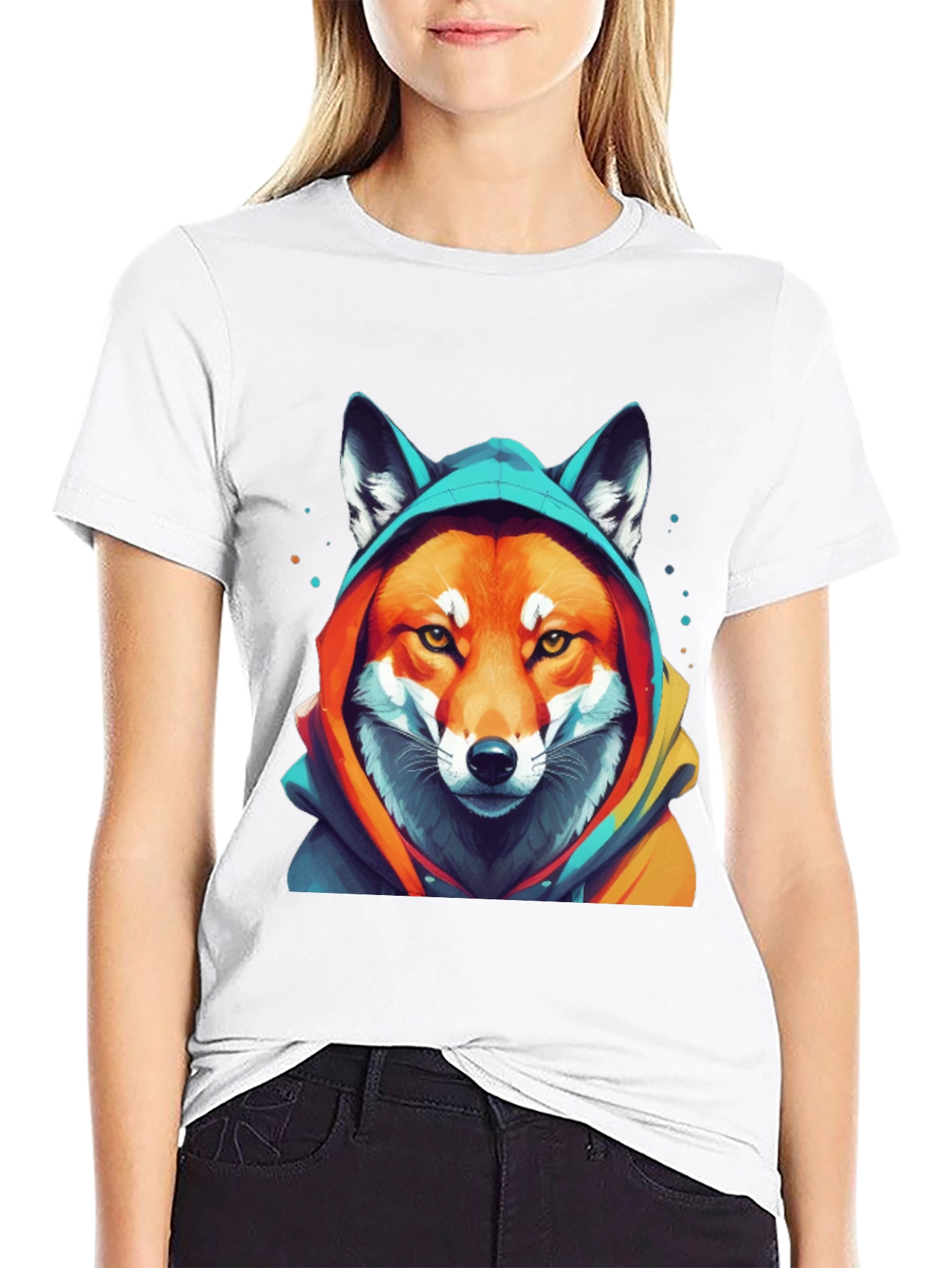 Fox in Hoodie Graphic T-Shirt