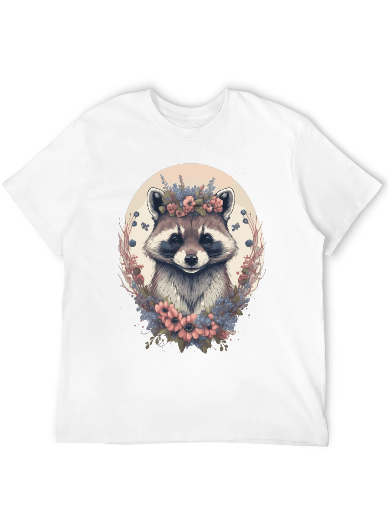 Raccoon Floral Wreath Graphic Tee