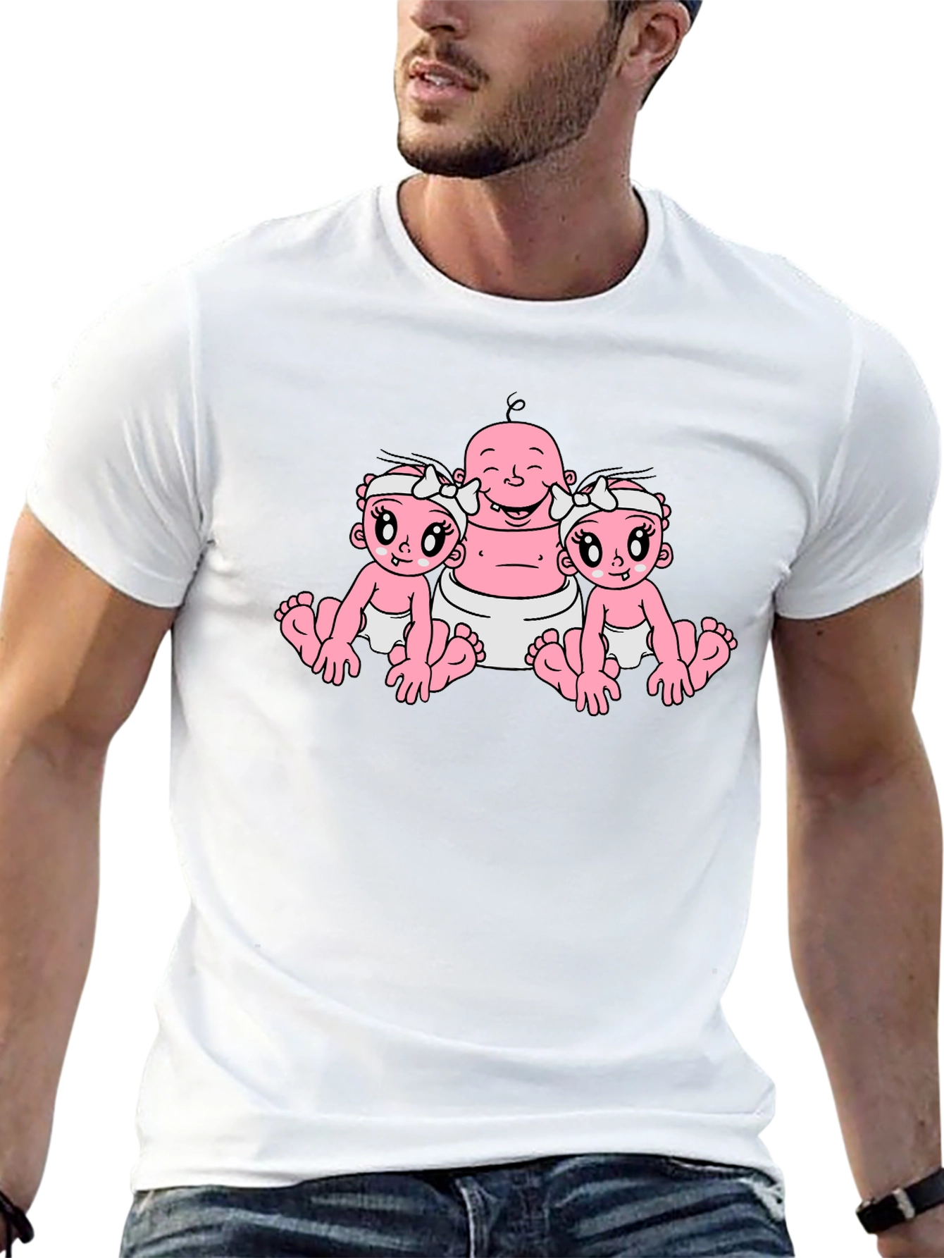 Funny Cartoon Baby Graphic Black T-Shirt