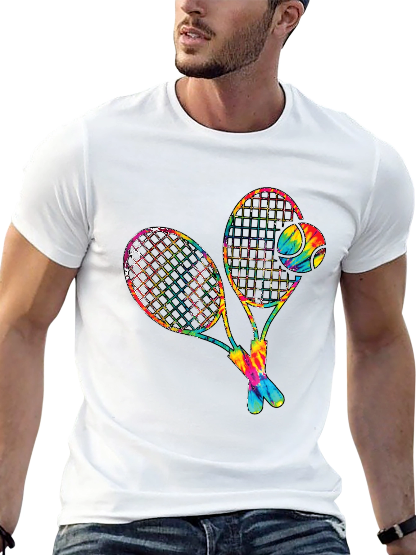 Tie Dye Tennis Racquet Graphic Tee