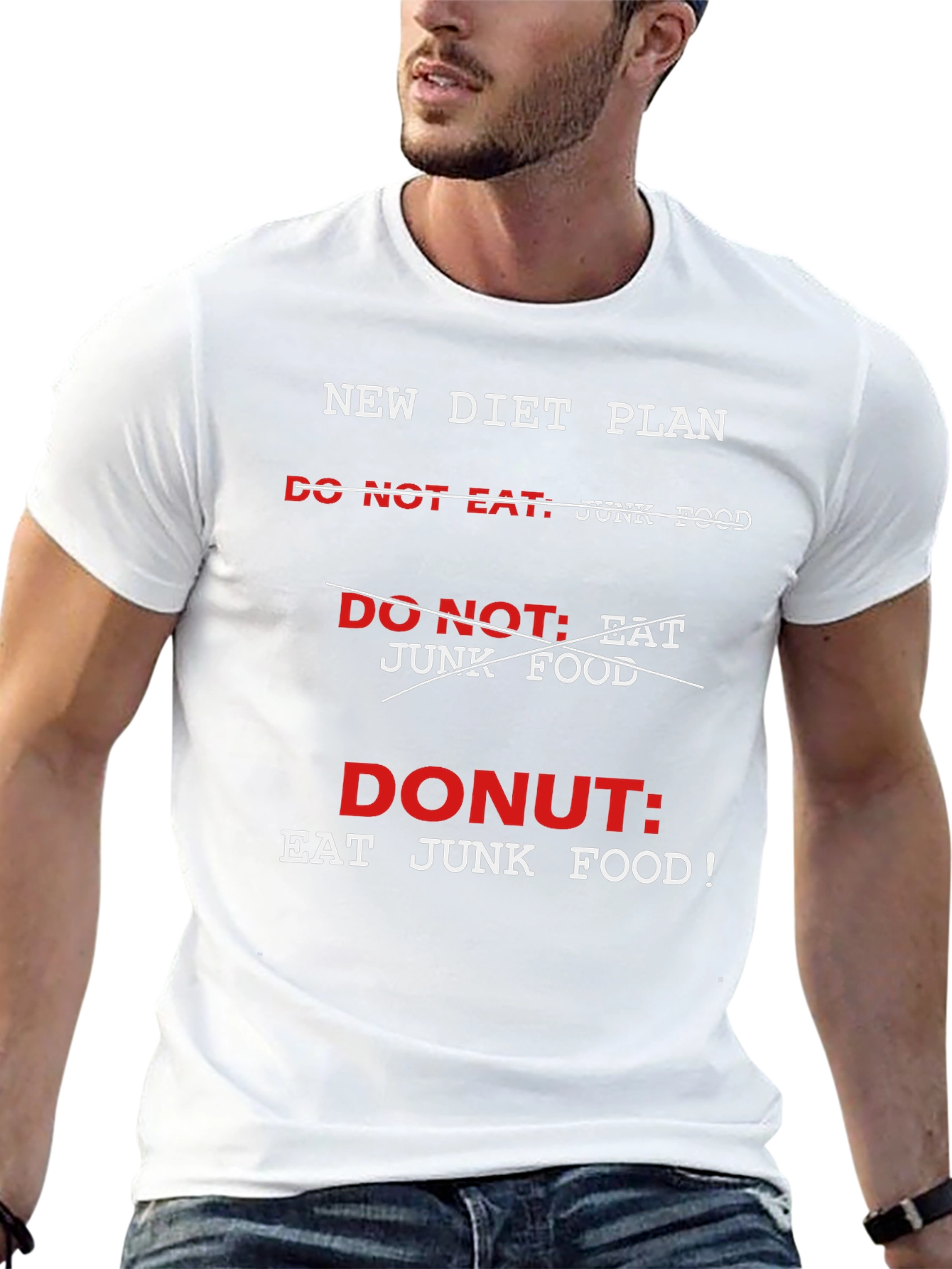 Funny Diet Plan T-Shirt - Donut Eat Junk Food!