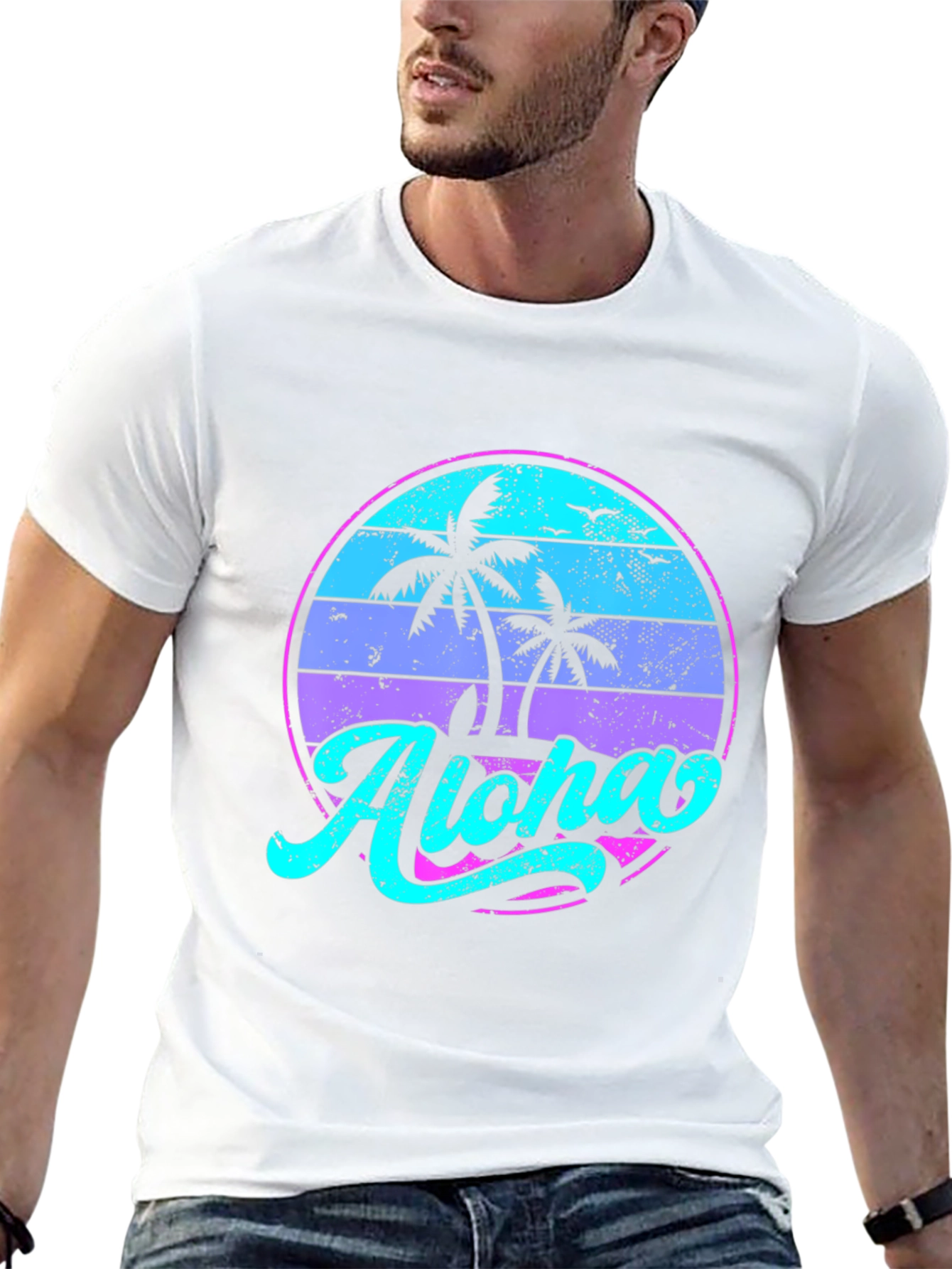 Aloha Palm Sunset T-Shirt - Beach Vibe