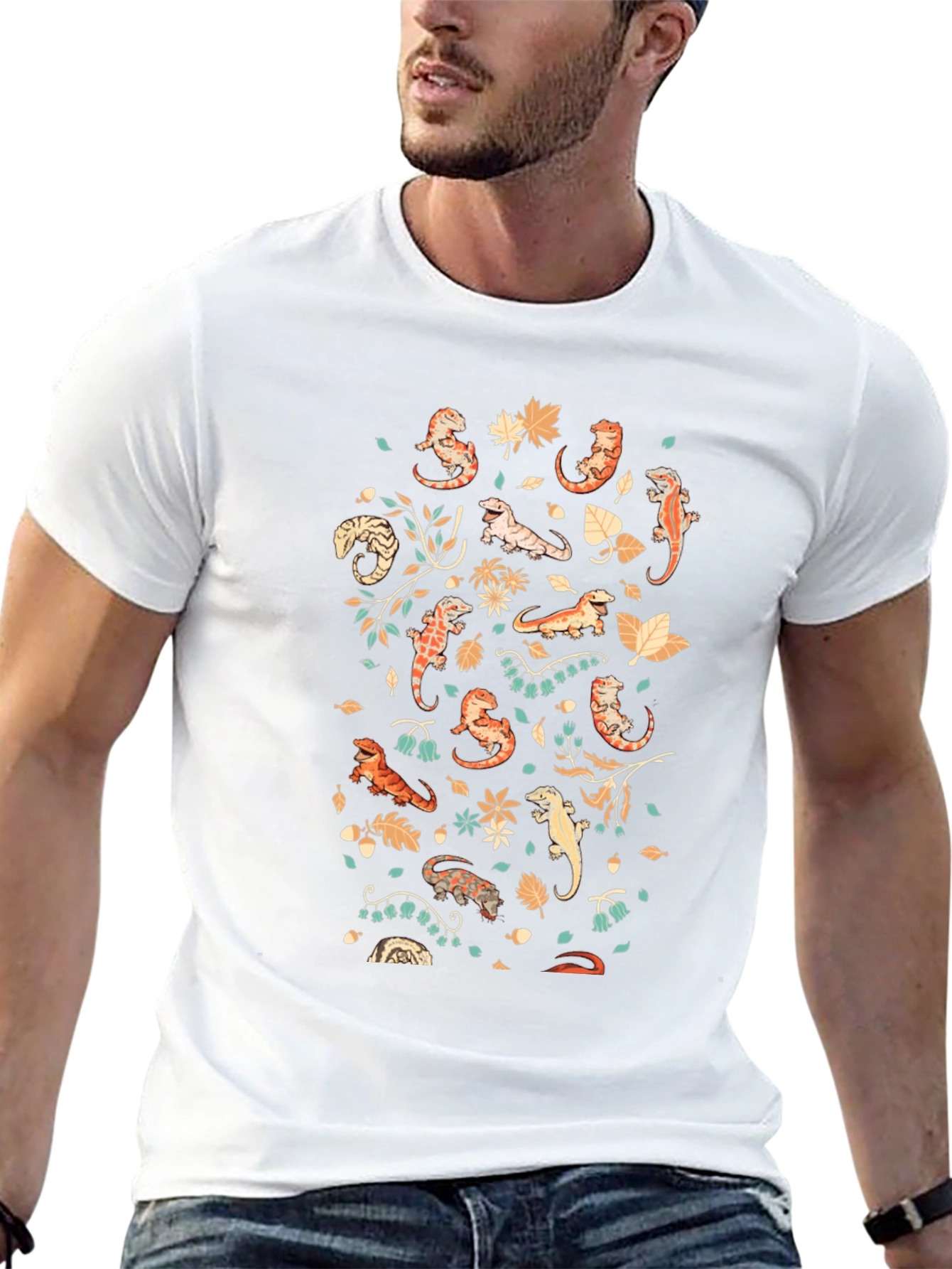 Bearded Dragon Print Crew Neck T-Shirt